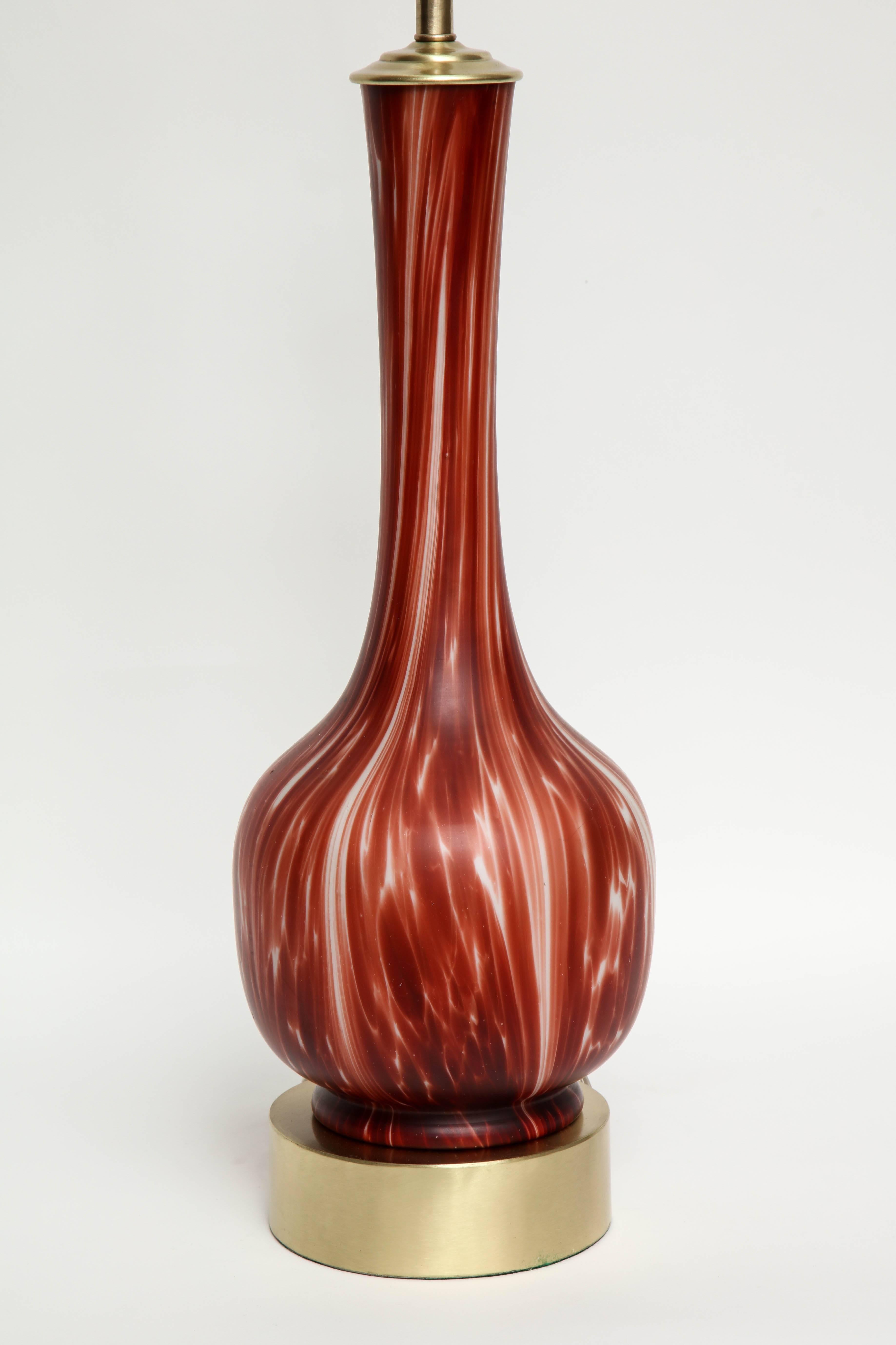 20th Century Barovier Ox Blood/ White Murano Glass Lamps