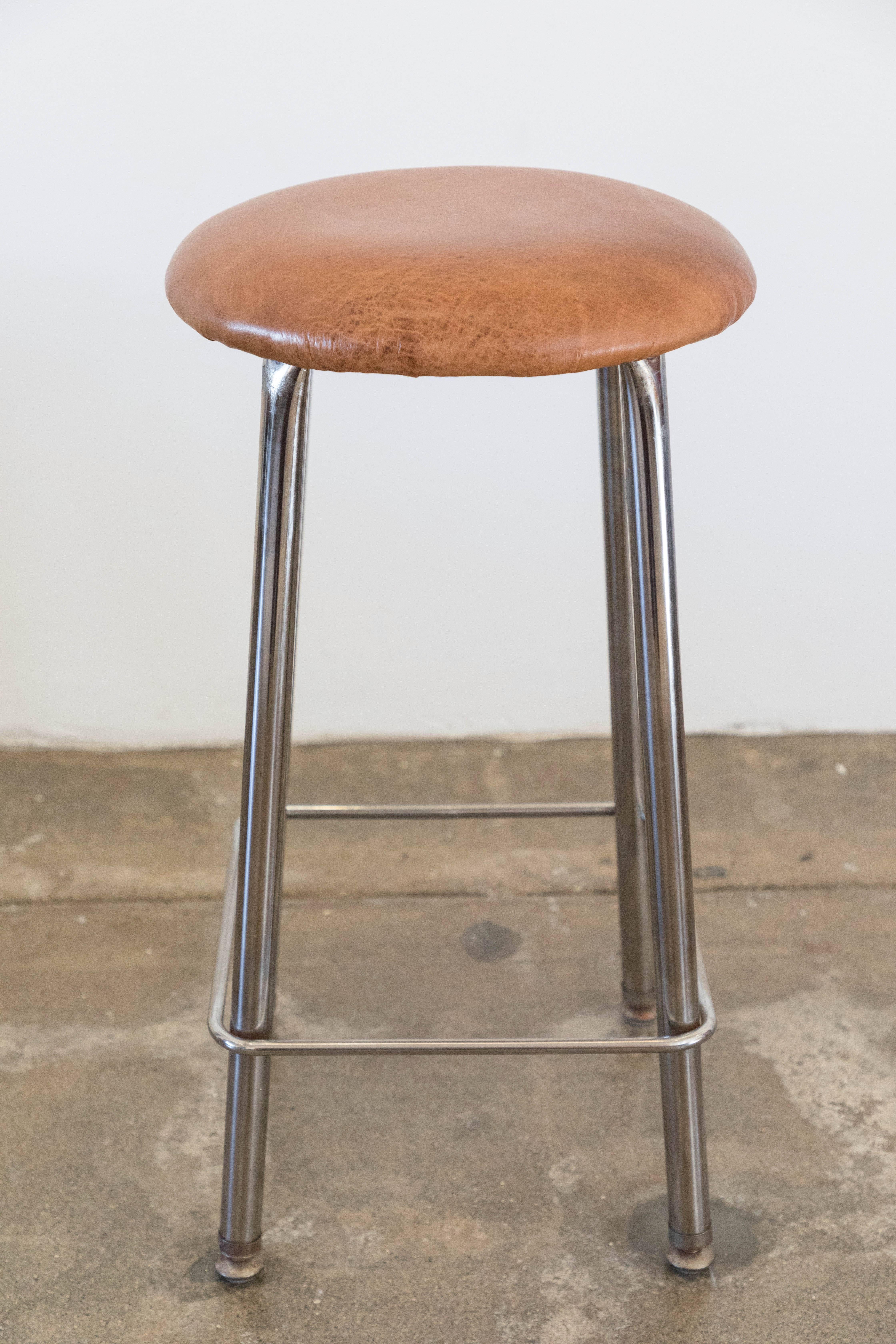 Mid-Century Modern Assorted Leather Vintage Counter Height Stools For Sale