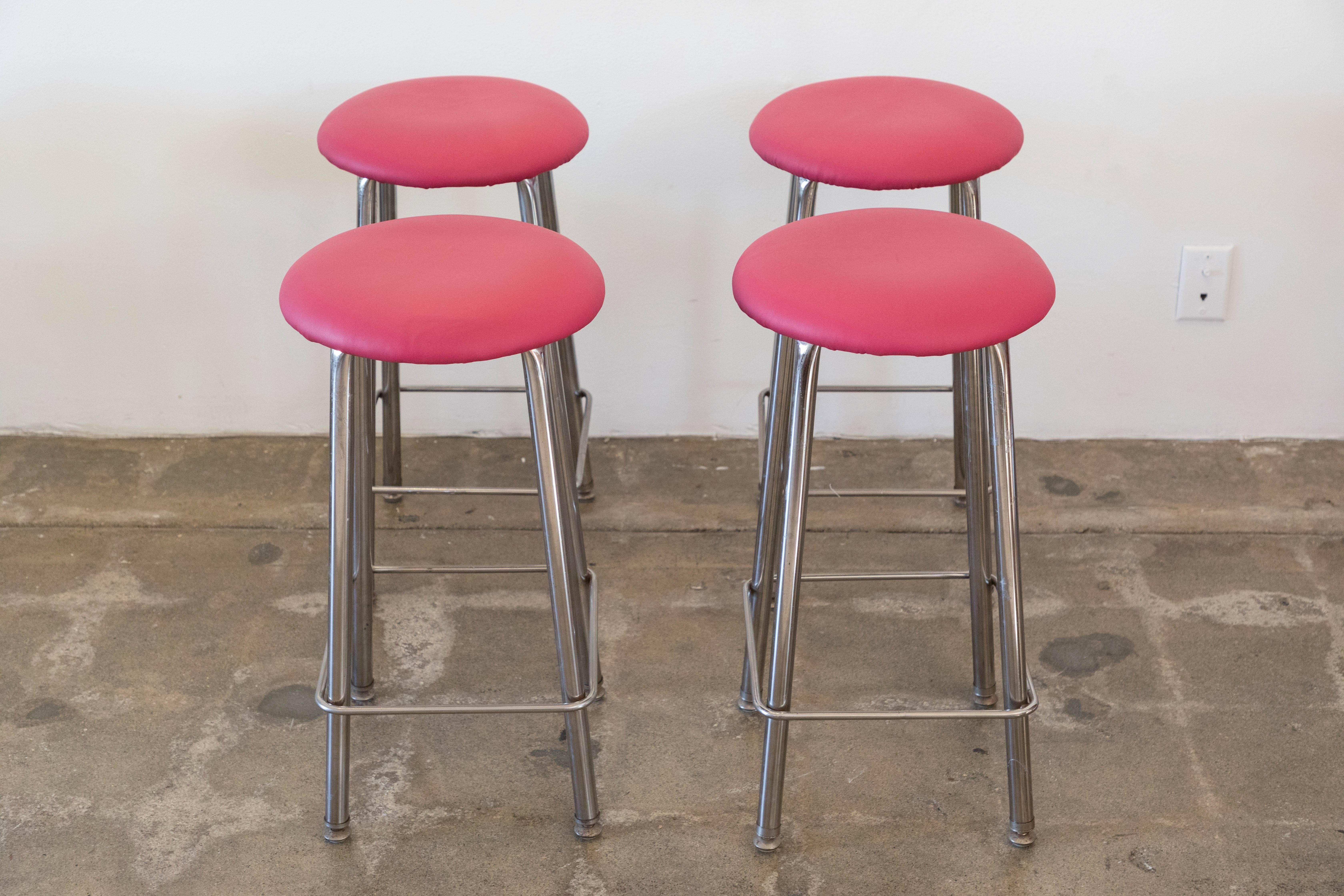 Assorted Leather Vintage Counter Height Stools For Sale 2