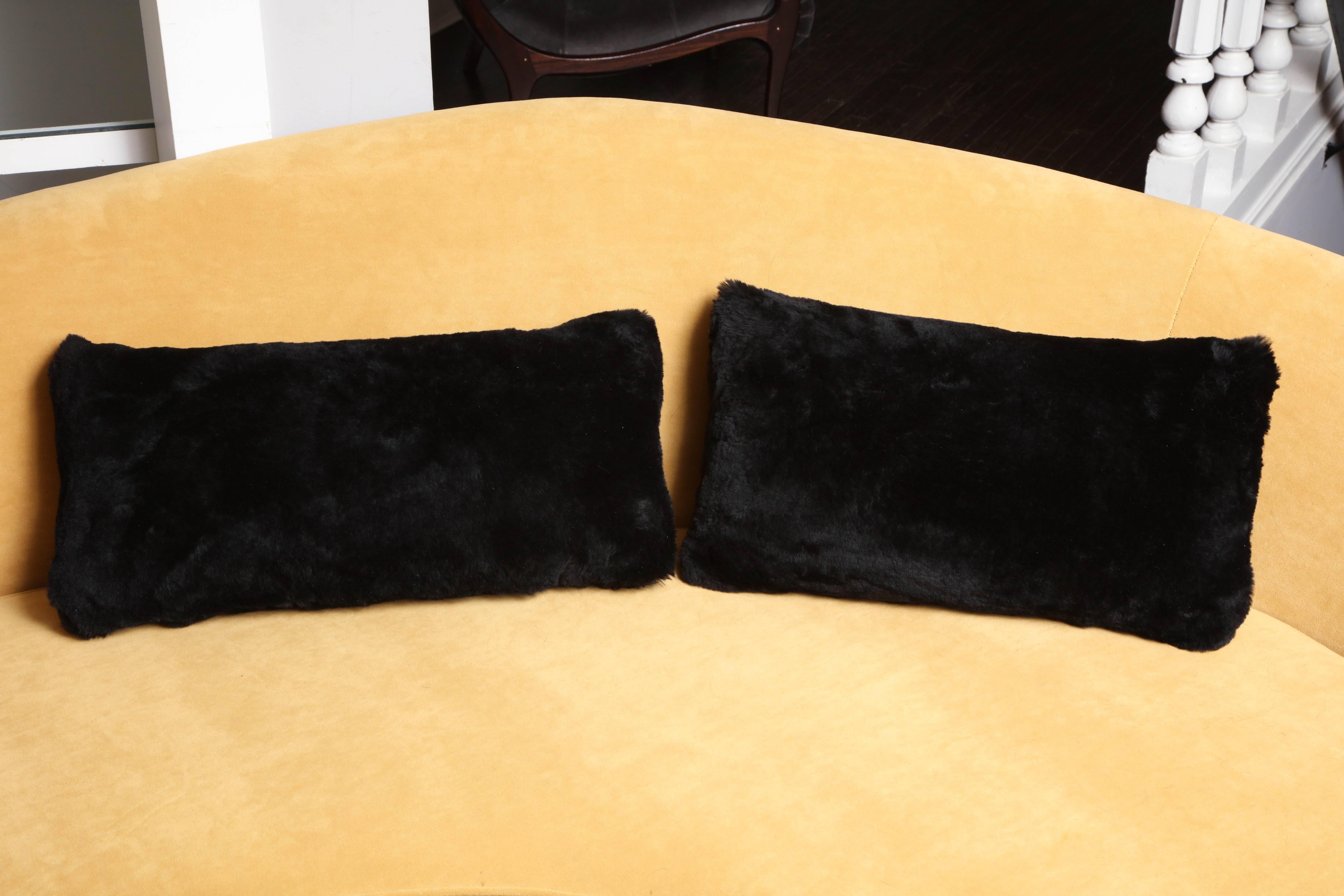 Custom genuine black shearling lumbar pillow. Customization is available for different sizes and colors.

*Price per pillow not a pair.