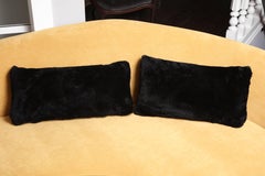 Custom Genuine Black Shearling Lumbar Pillow