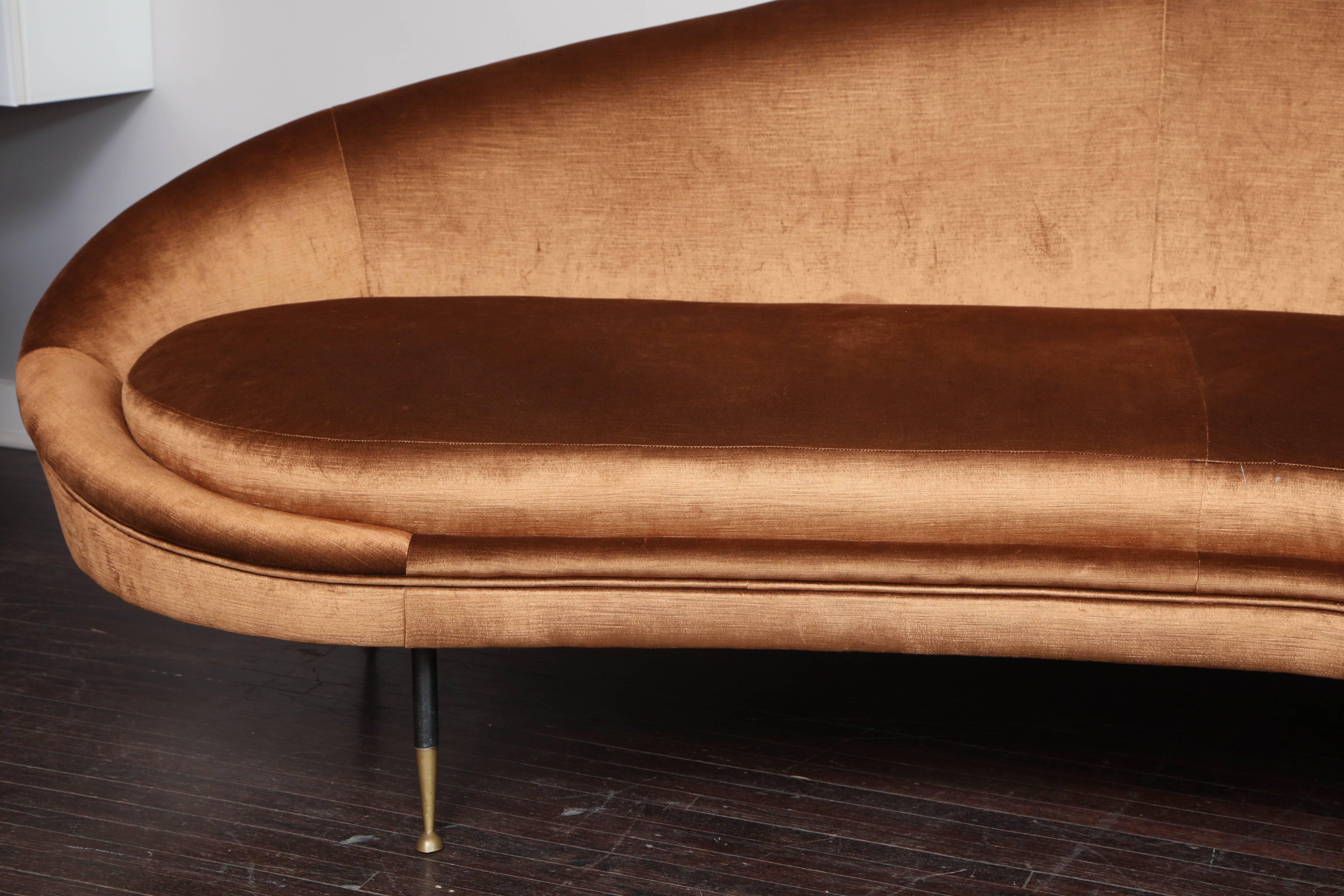 Mid-Century Modern Vintage Italian Curved Sofa