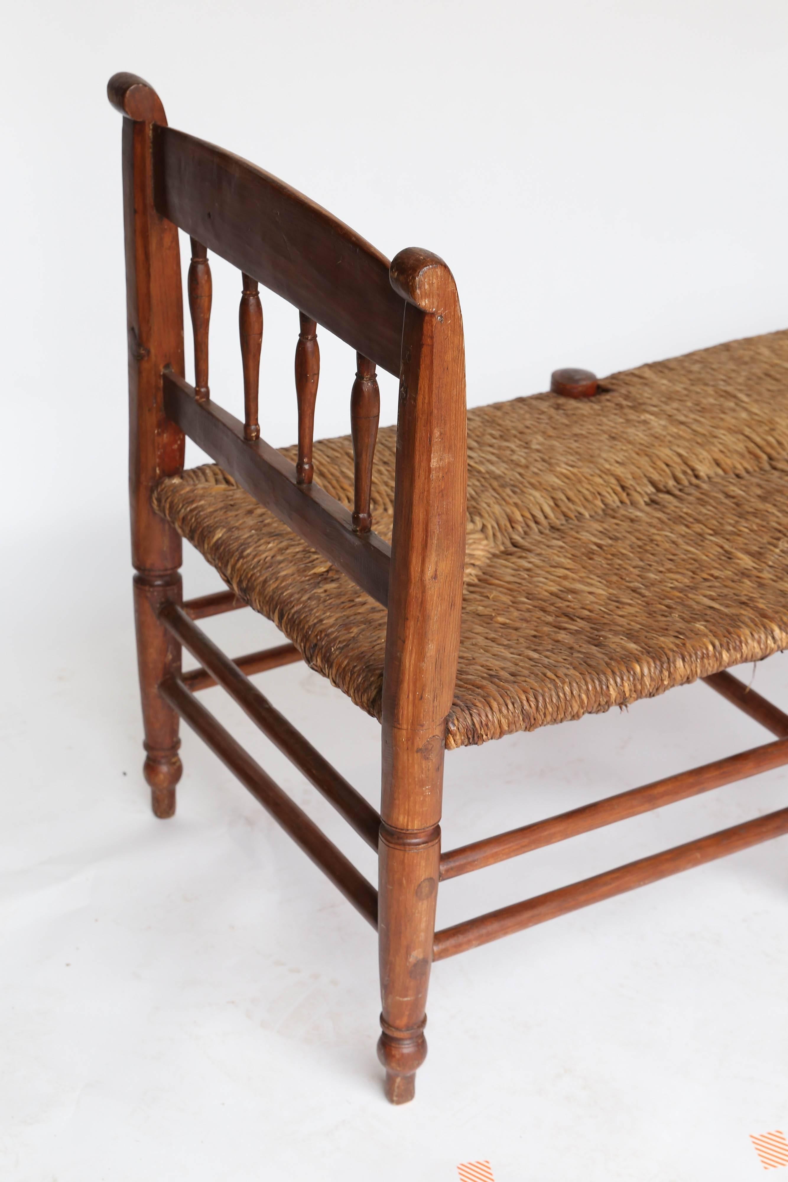 Antique Rush Seat Bench from France 2