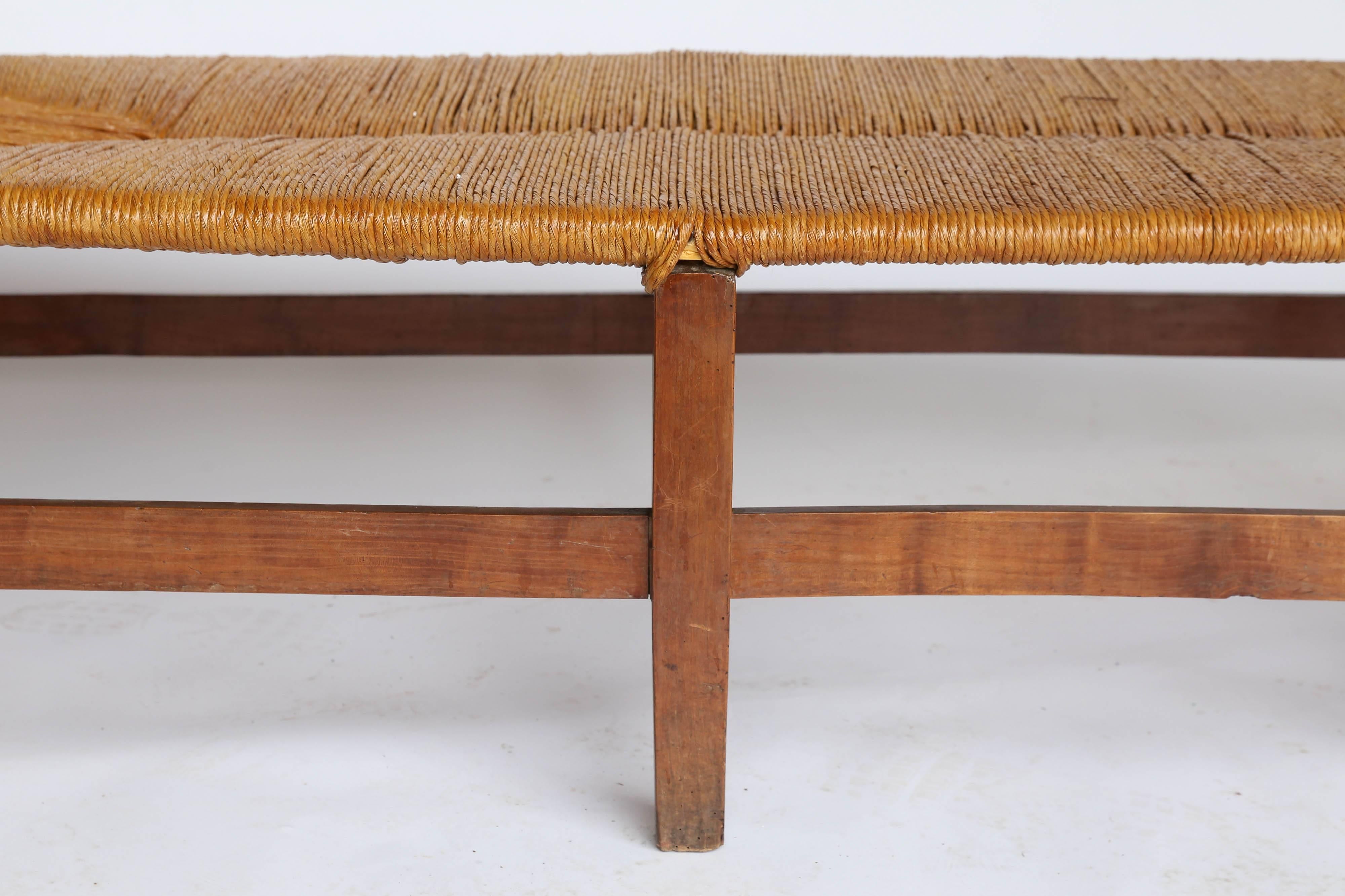 French Rush Seat Bench, circa 1870 In Good Condition In Houston, TX