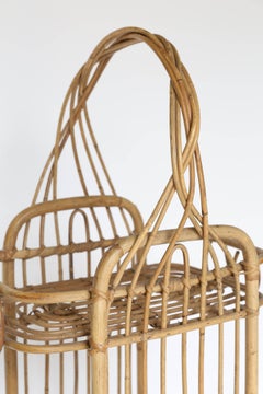 Vintage French Rattan Bar Cart