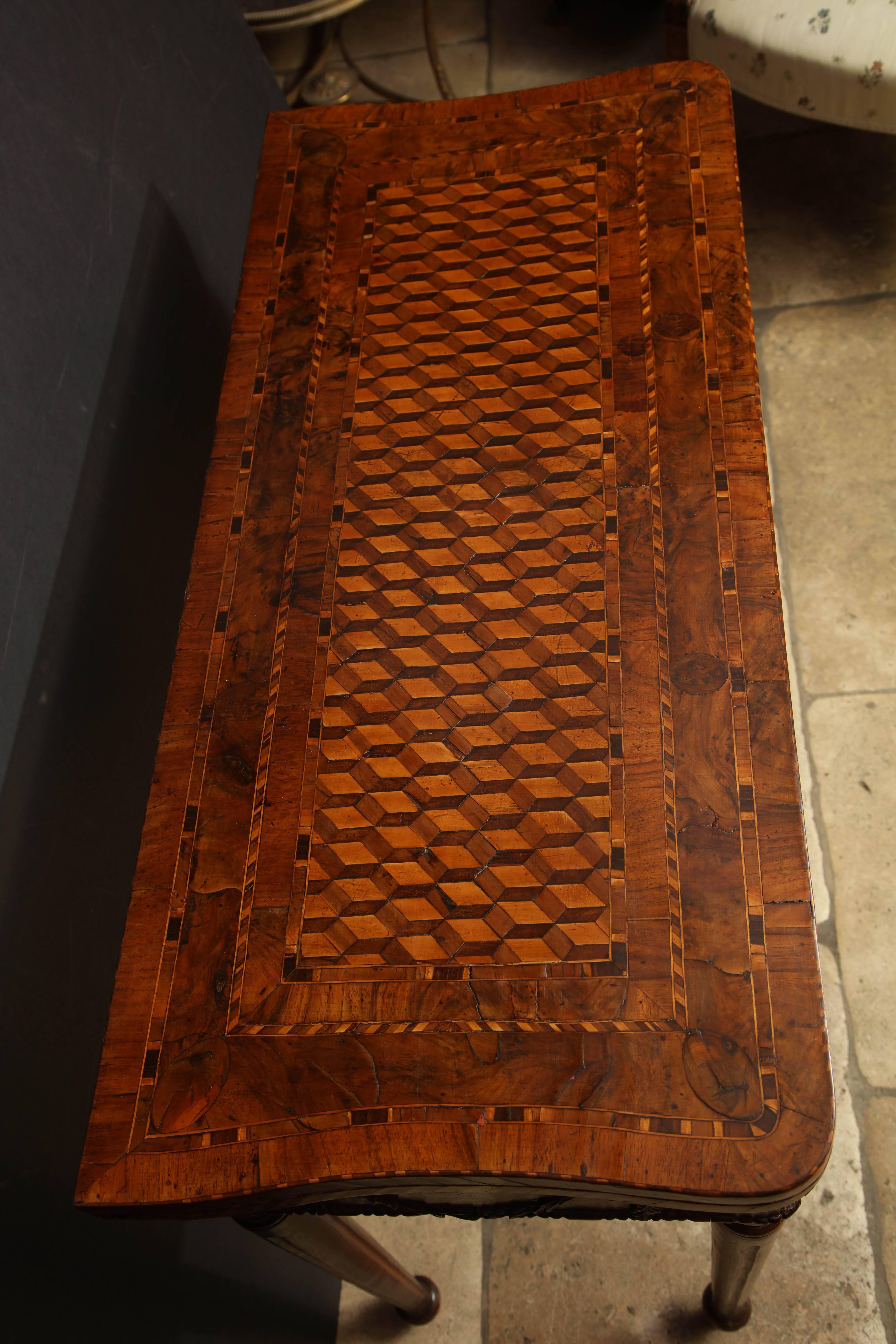 Unusual Louis XVI Carved Walnut Game Table In Excellent Condition In Westwood, NJ