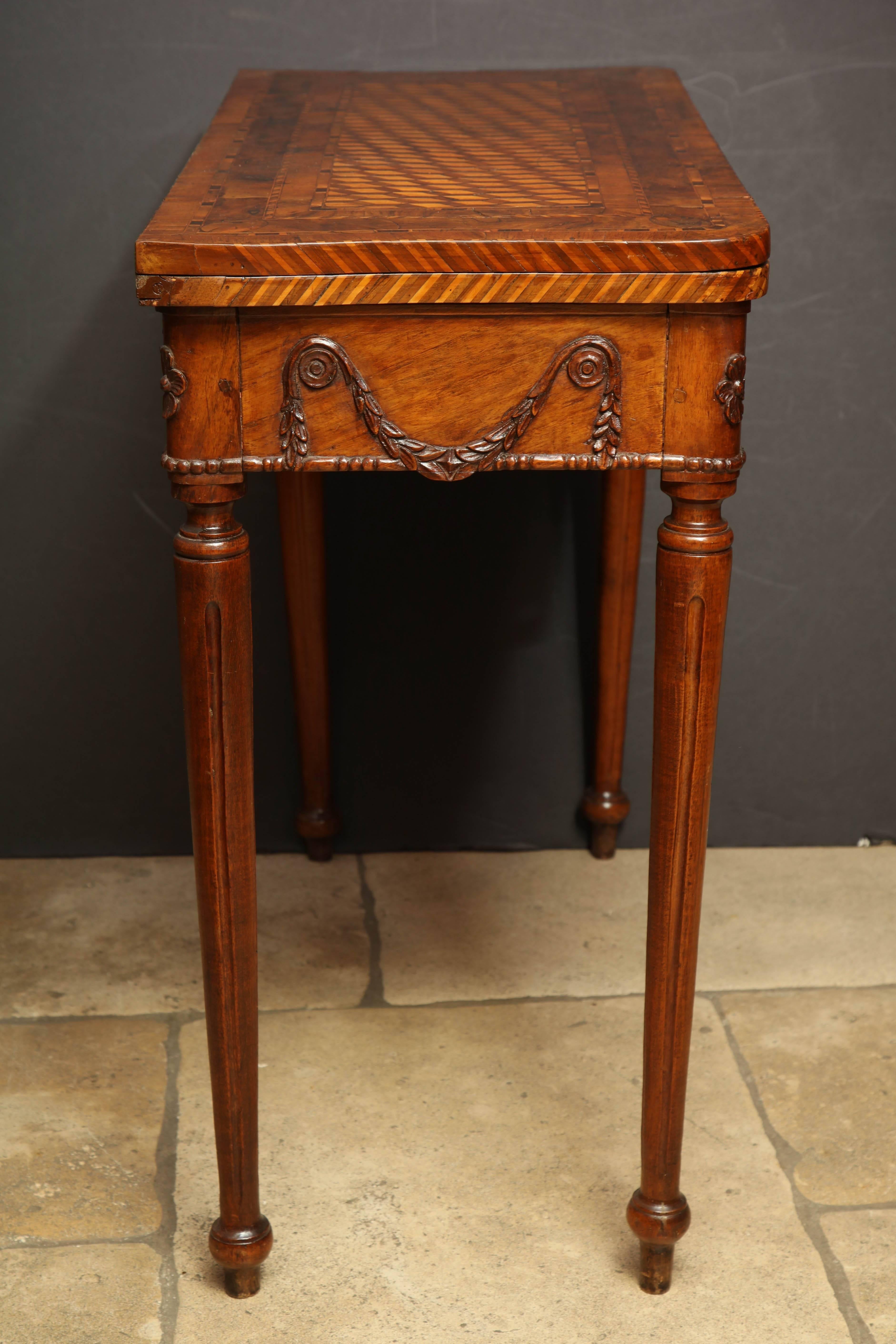 18th Century Unusual Louis XVI Carved Walnut Game Table
