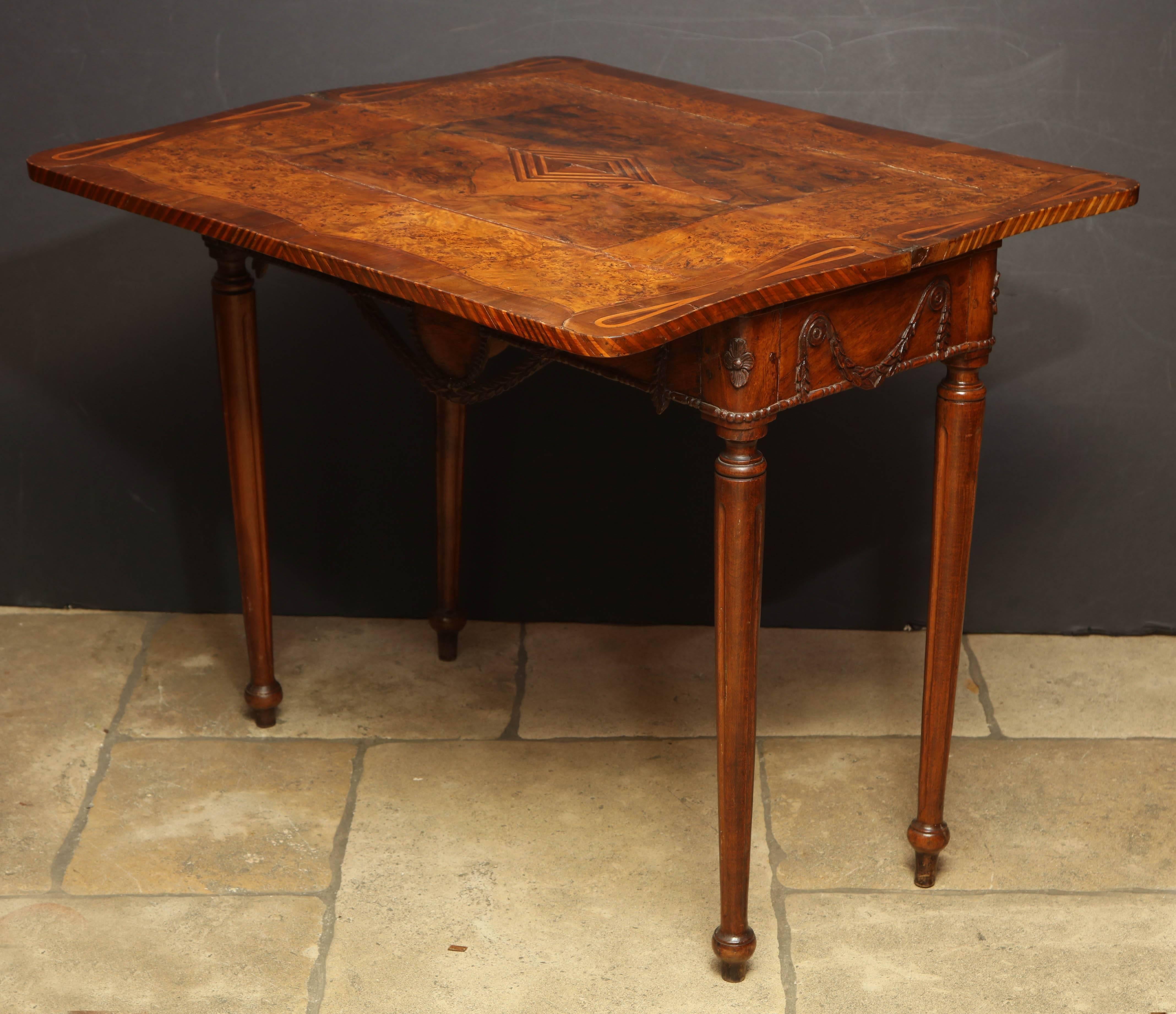 Unusual Louis XVI Carved Walnut Game Table 2