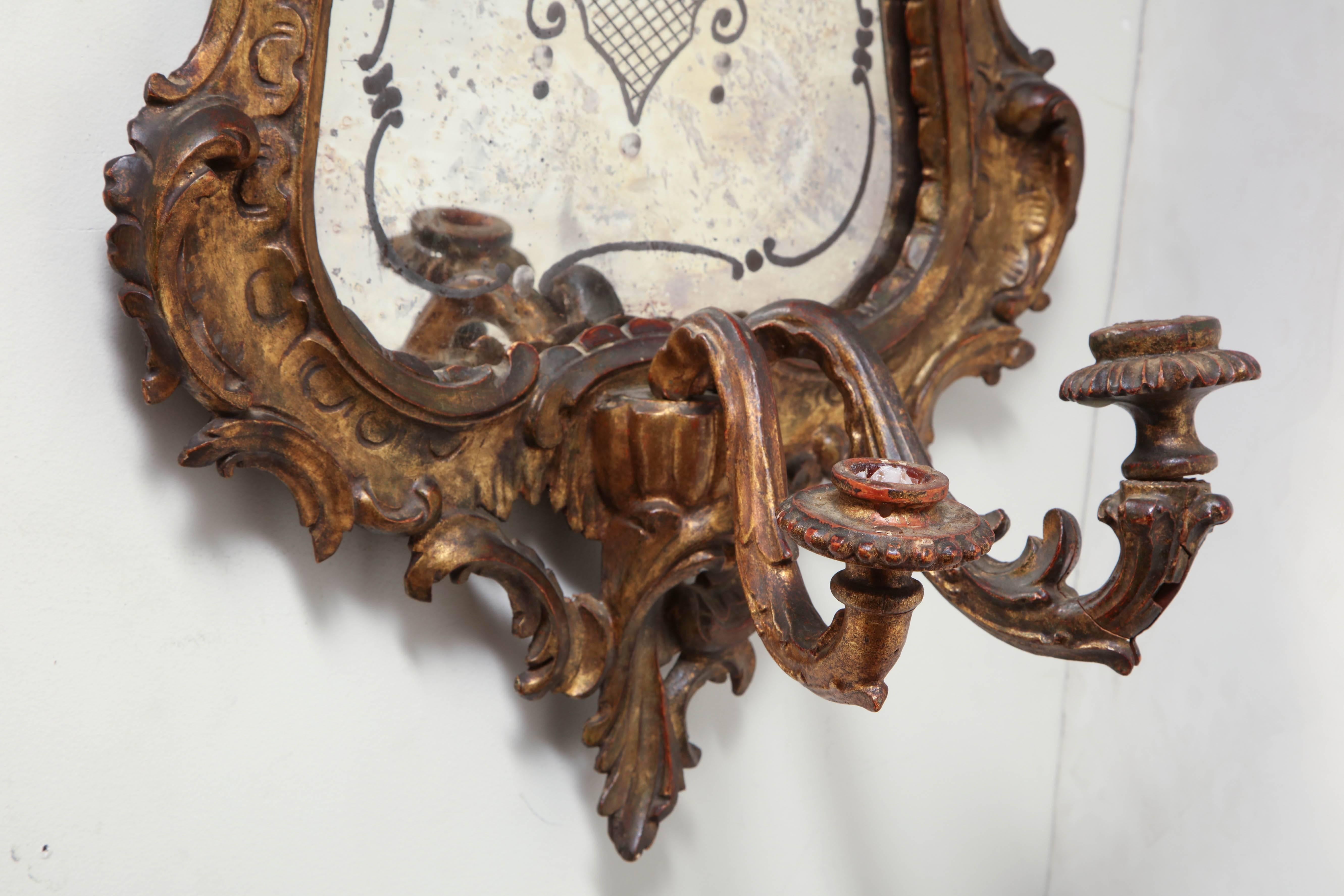 Pair of Italian Rococo Sconce Mirrors 2