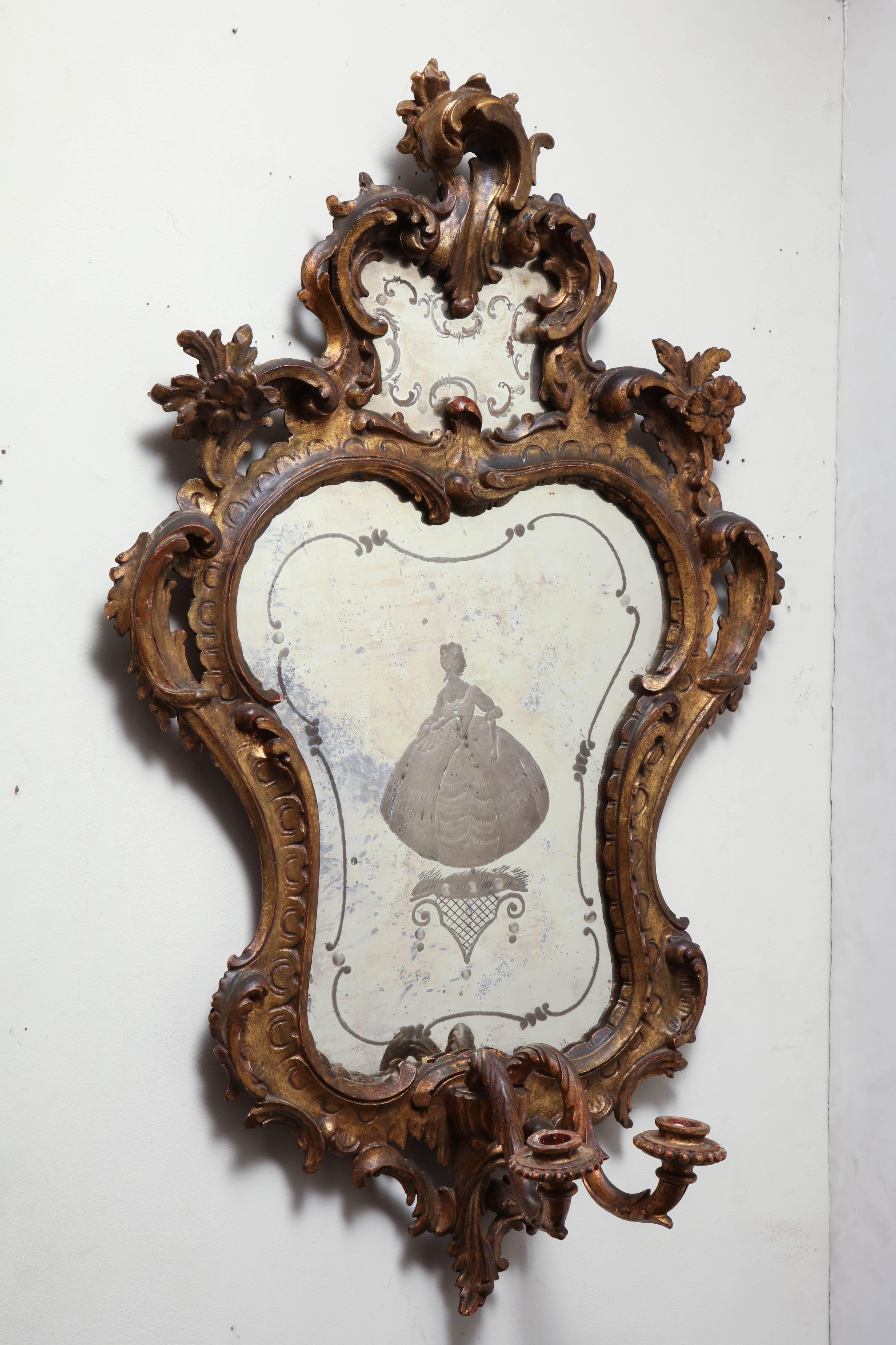 Pair of Italian Rococo Sconce Mirrors 4