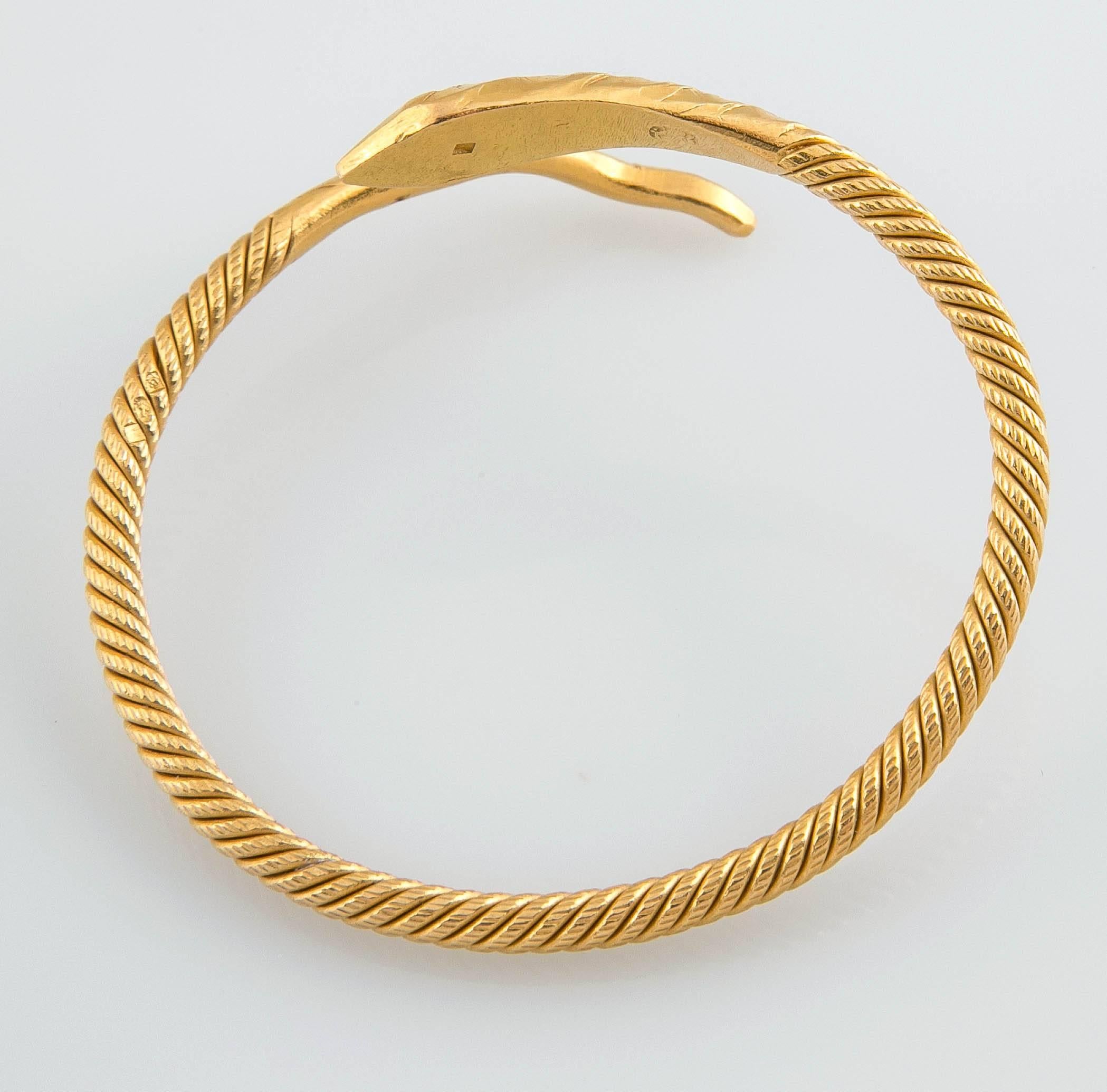Modern Elegant Edwardian Gold Serpent Bracelet For Sale