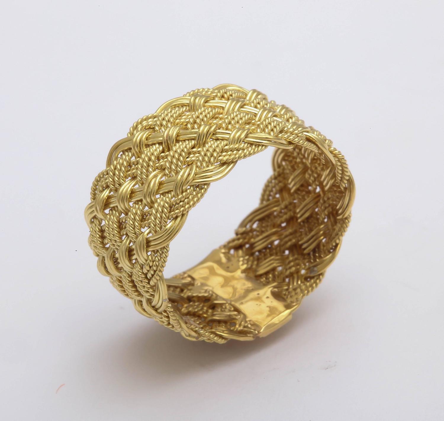 Hand Woven Italian Gold Band Ring For Sale at 1stdibs