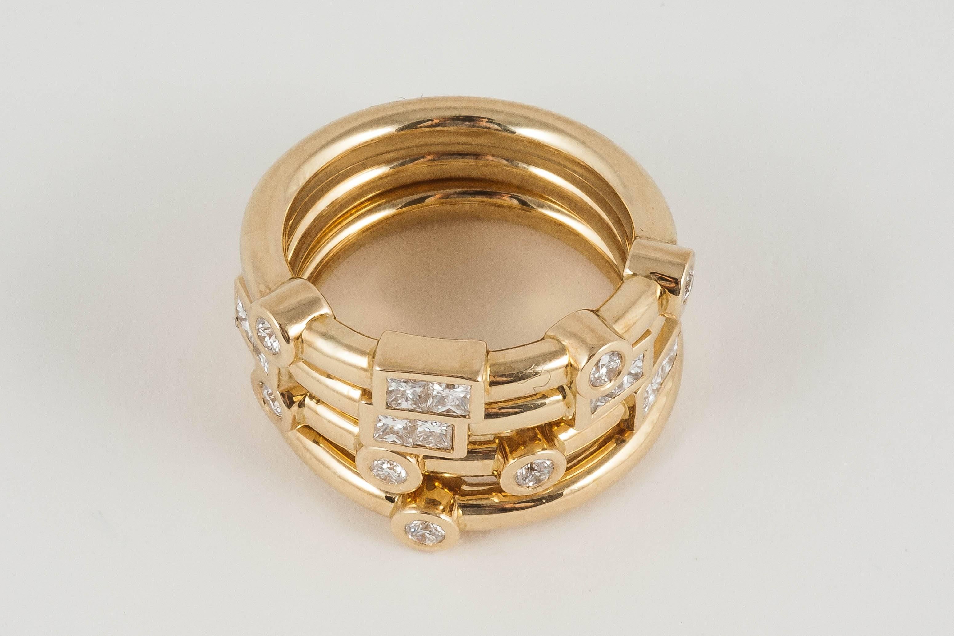 code by Edge uses the dots and dashes of Morse Code to conceal hidden messages within beautiful jewellery. The 'LOVE' combination is a suite of 4x stacking rings hand-made from solid 18k Yellow Gold and set with the rarest premium cut Russian