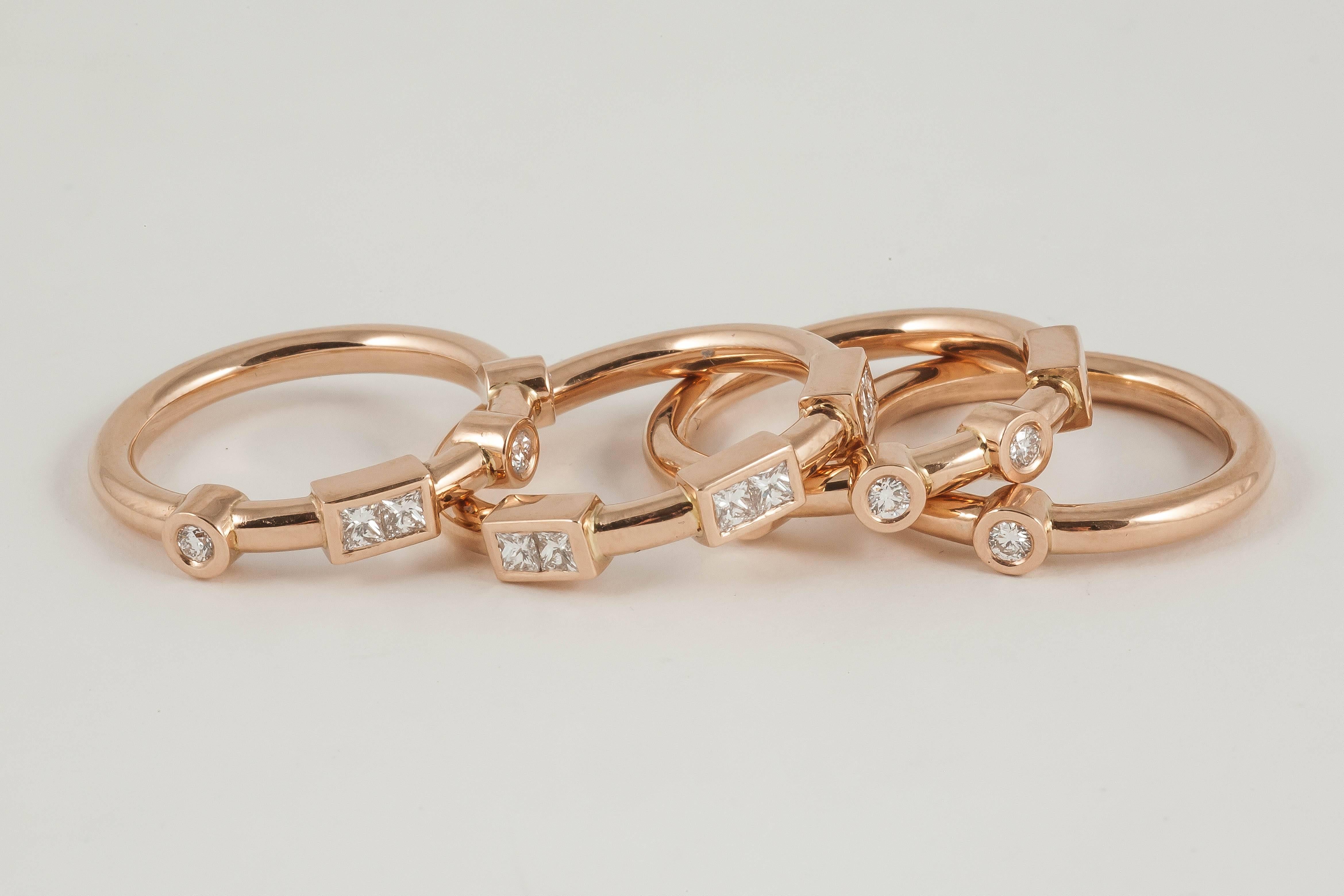 Code by Edge uses the dots and dashes of Morse Code to conceal hidden messages within beautiful jewellery. The 'LOVE' combination is a suite of 4 hand-made 18ct Rose Gold rings, set with the rarest premium cut Russian diamonds of D Exceptional White