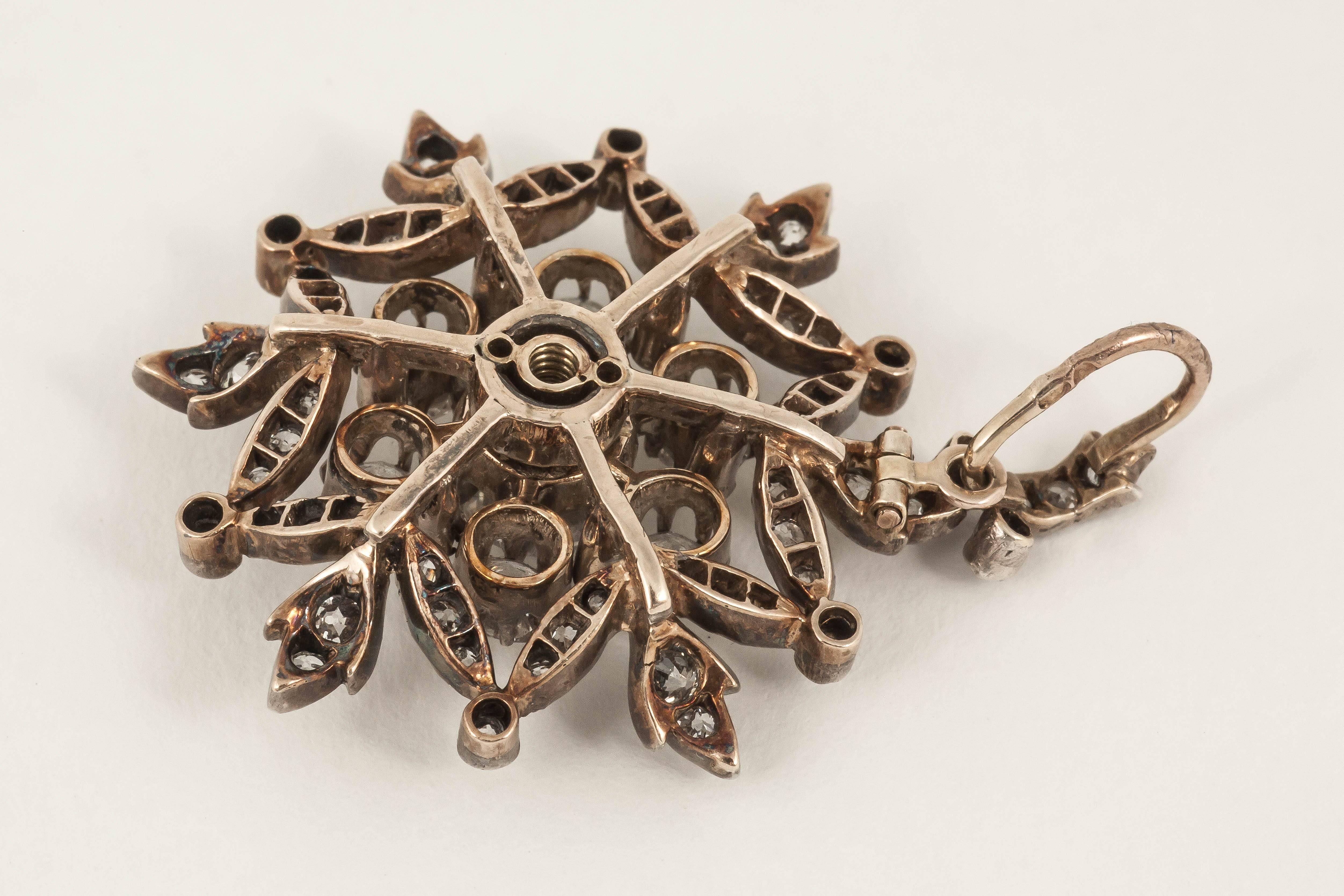 Women's 19th century diamond snowflake brooch pendant