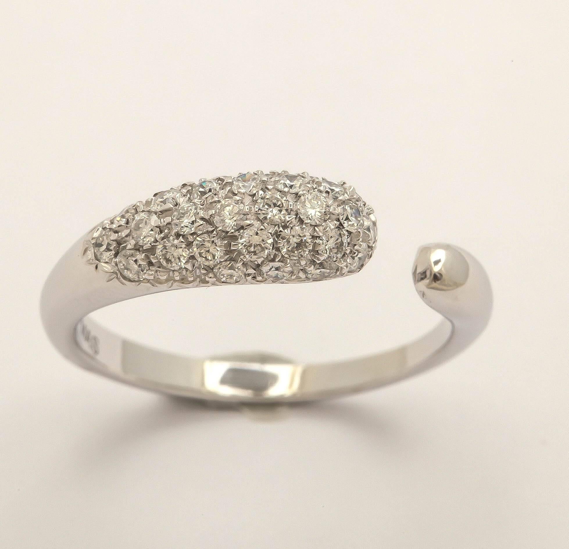 Modern Faraone Mennella Diamond White Gold Gocce Ring For Sale