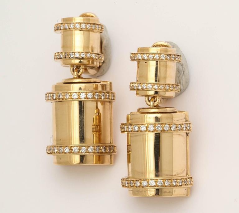 18k gold bullet earrings with diamonds