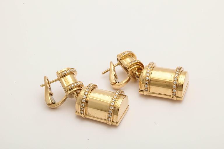 Faraone Mennella diamond gold Bullet Earrings For Sale 1