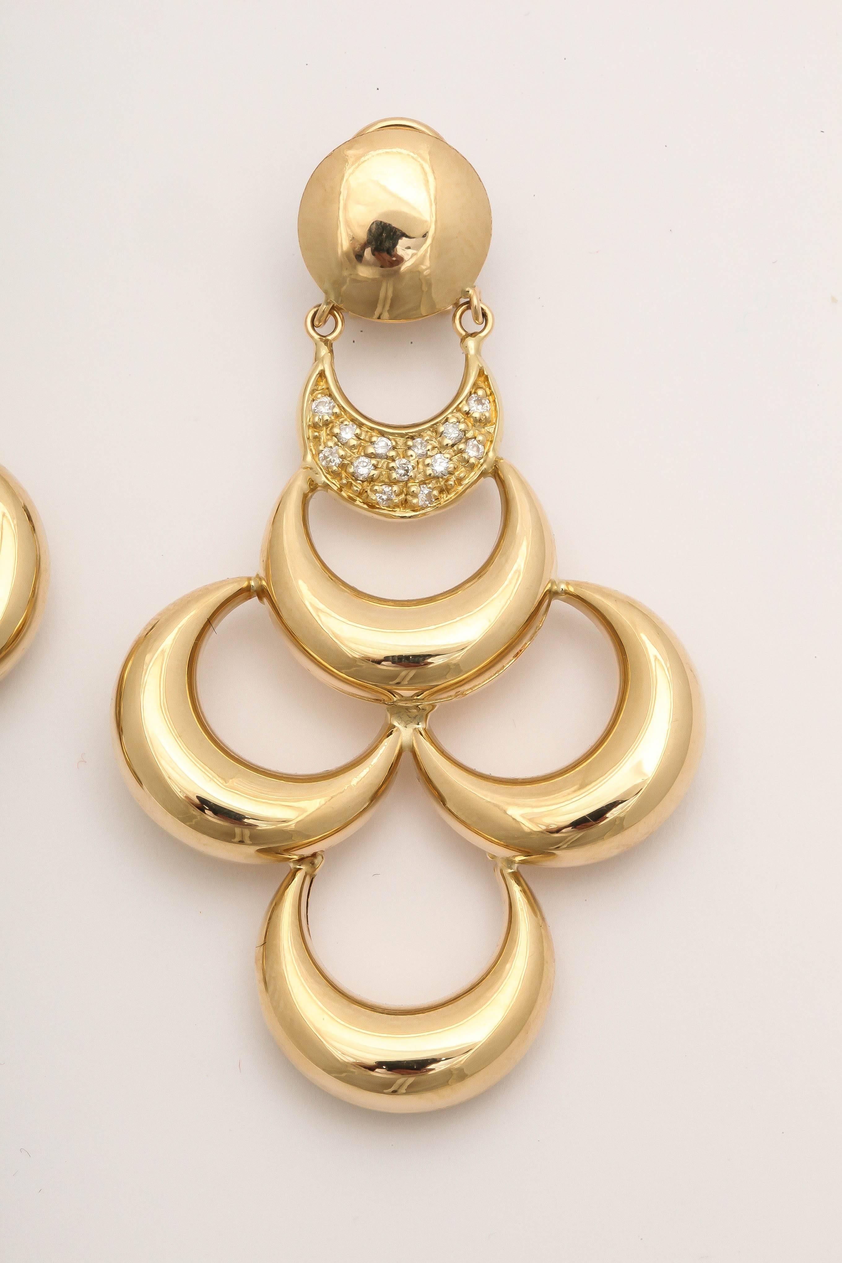 18k yellow gold 0.42ct white diamond earrings.