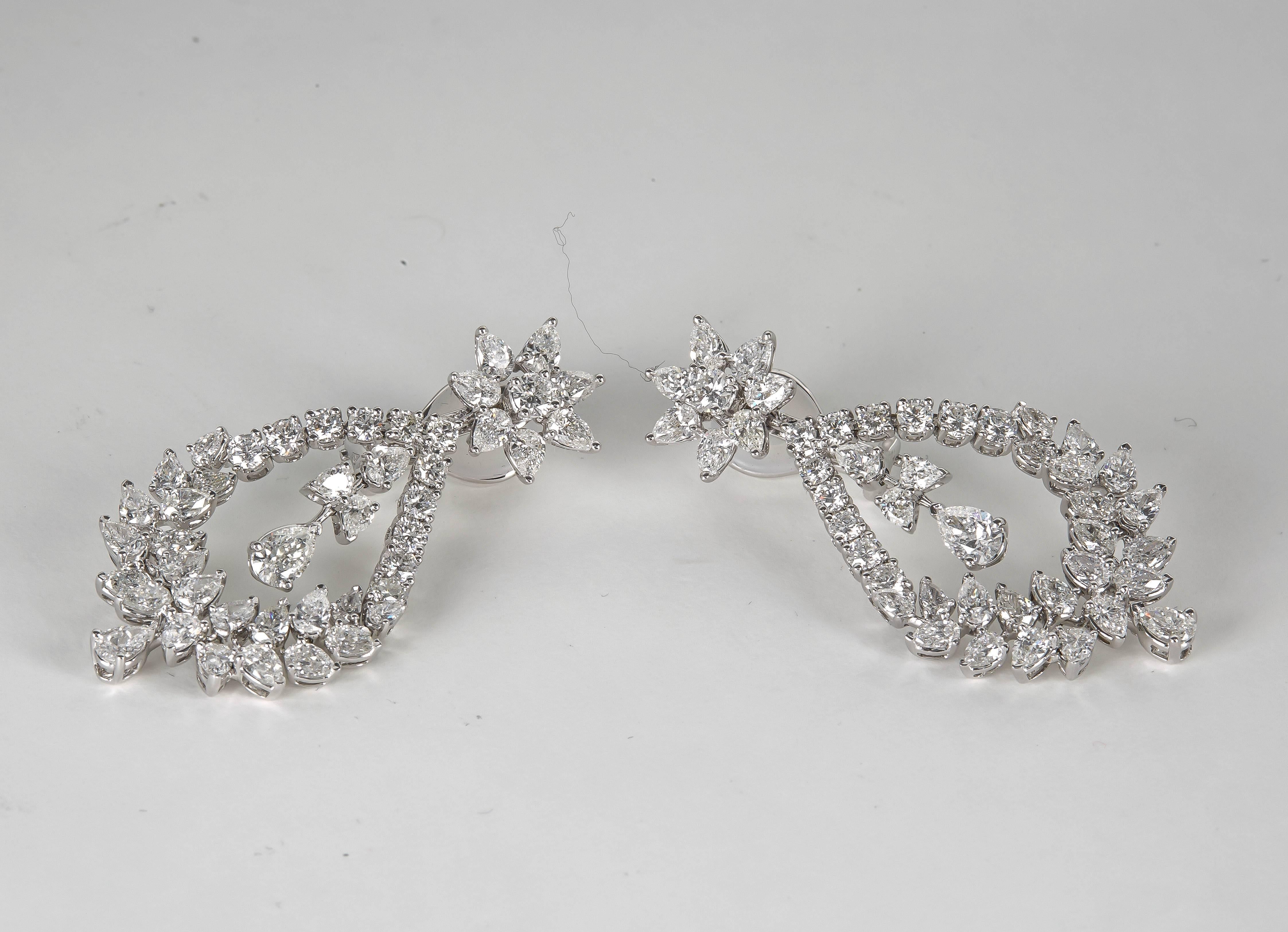 Extraordinary Diamond Gold Chandelier Drop Earrings 2