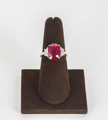 GIA cert 5.33 Carat Ruby Diamond Platinum Cocktail Ring