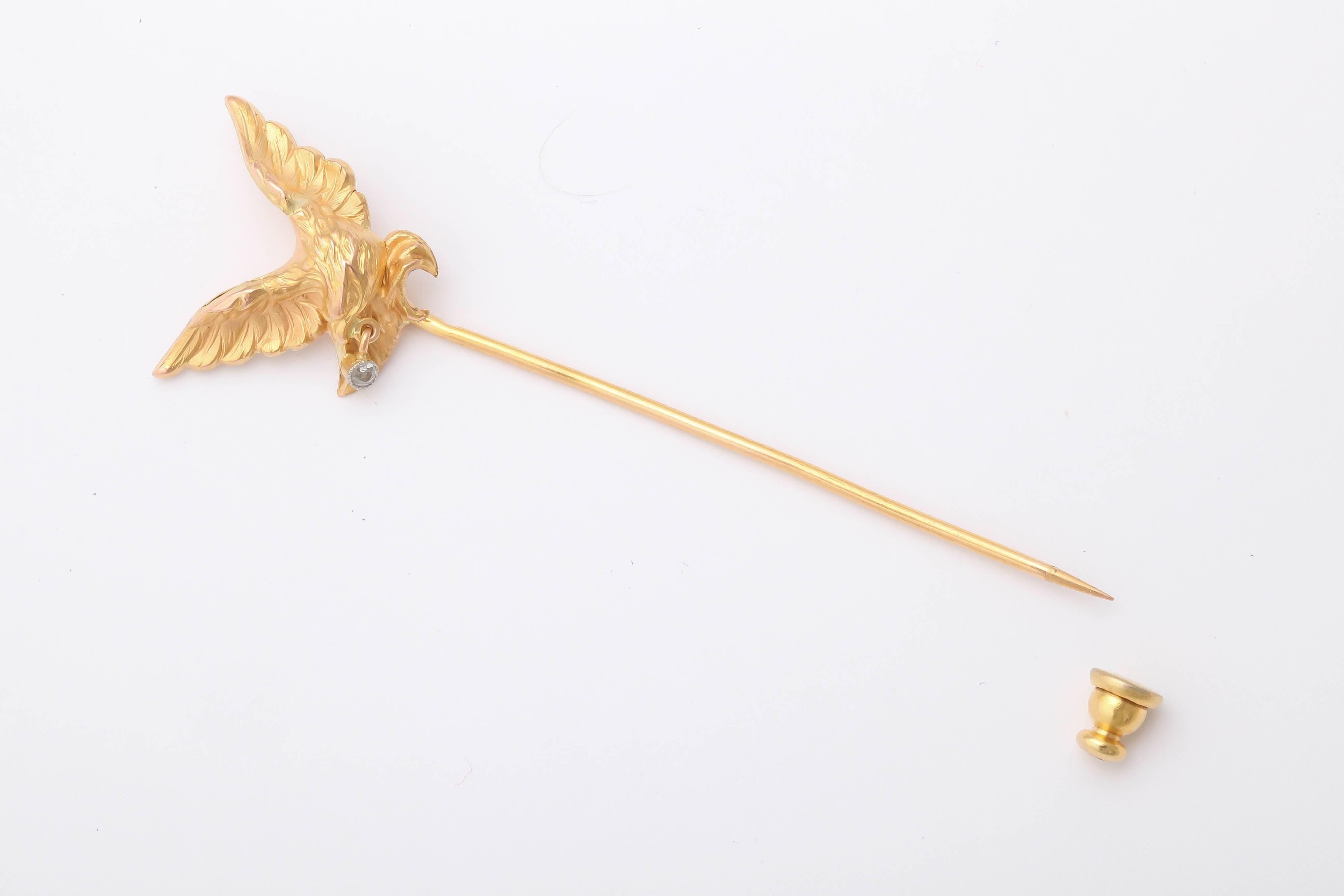 Late 19th Century French Gold Eagle Tie Pin In Good Condition In St. Catharines, ON