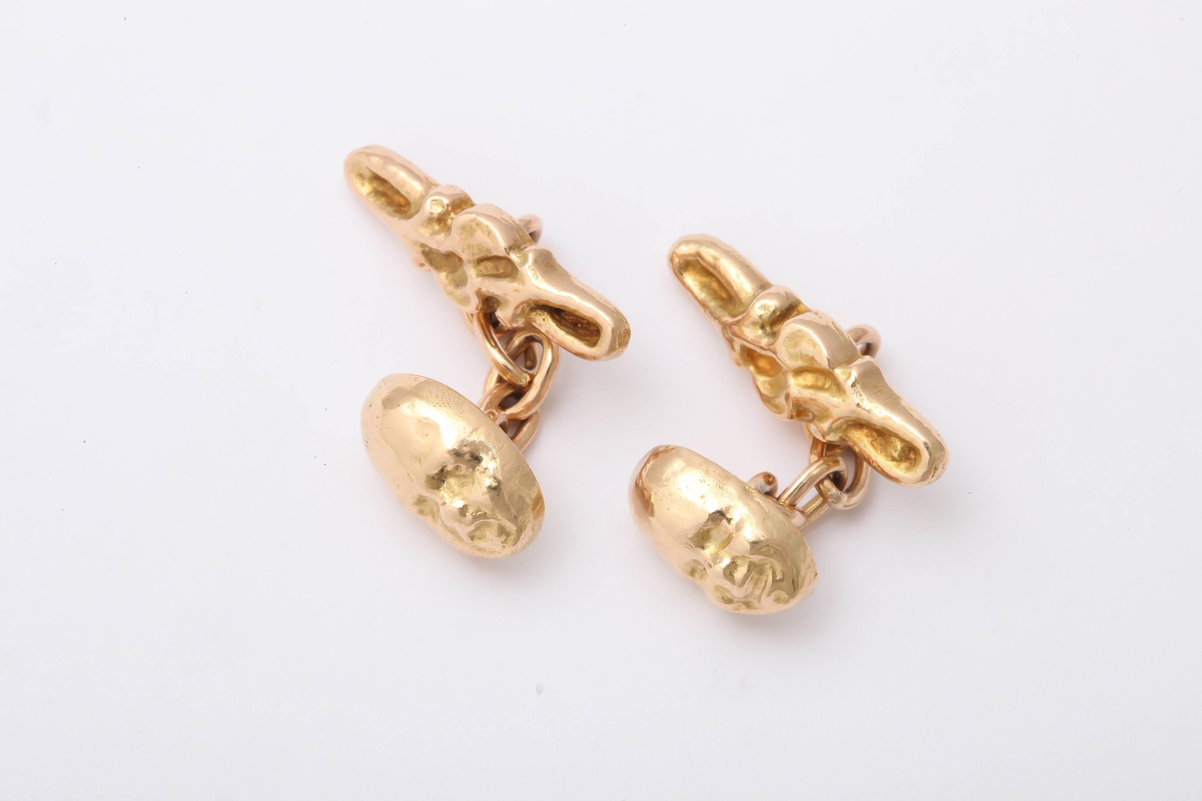 14k Solid Yellow Gold 1.9cm Nugget Pin Earrings