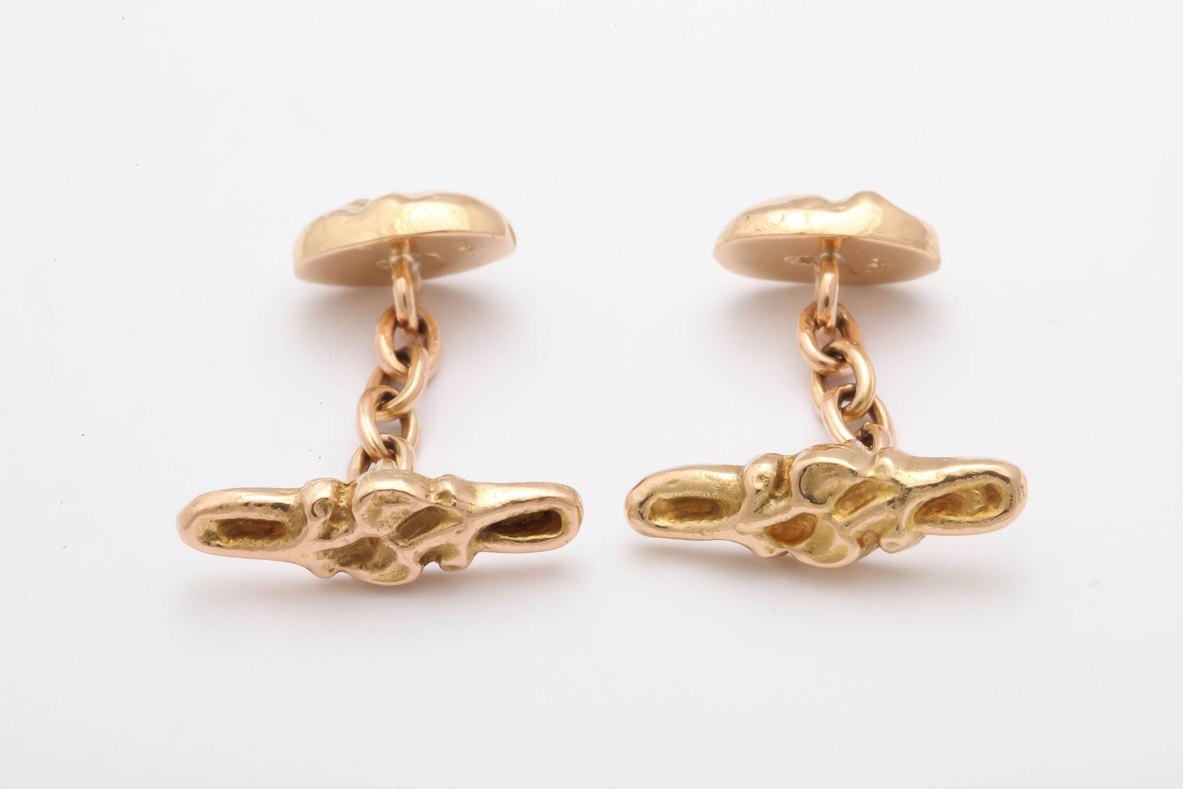 Women's or Men's Small 19th Century 18k Gold Tragedy and Comedy Cufflinks For Sale