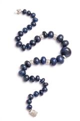Rich Deep Blue Sapphire Bead diamond platinum necklace
