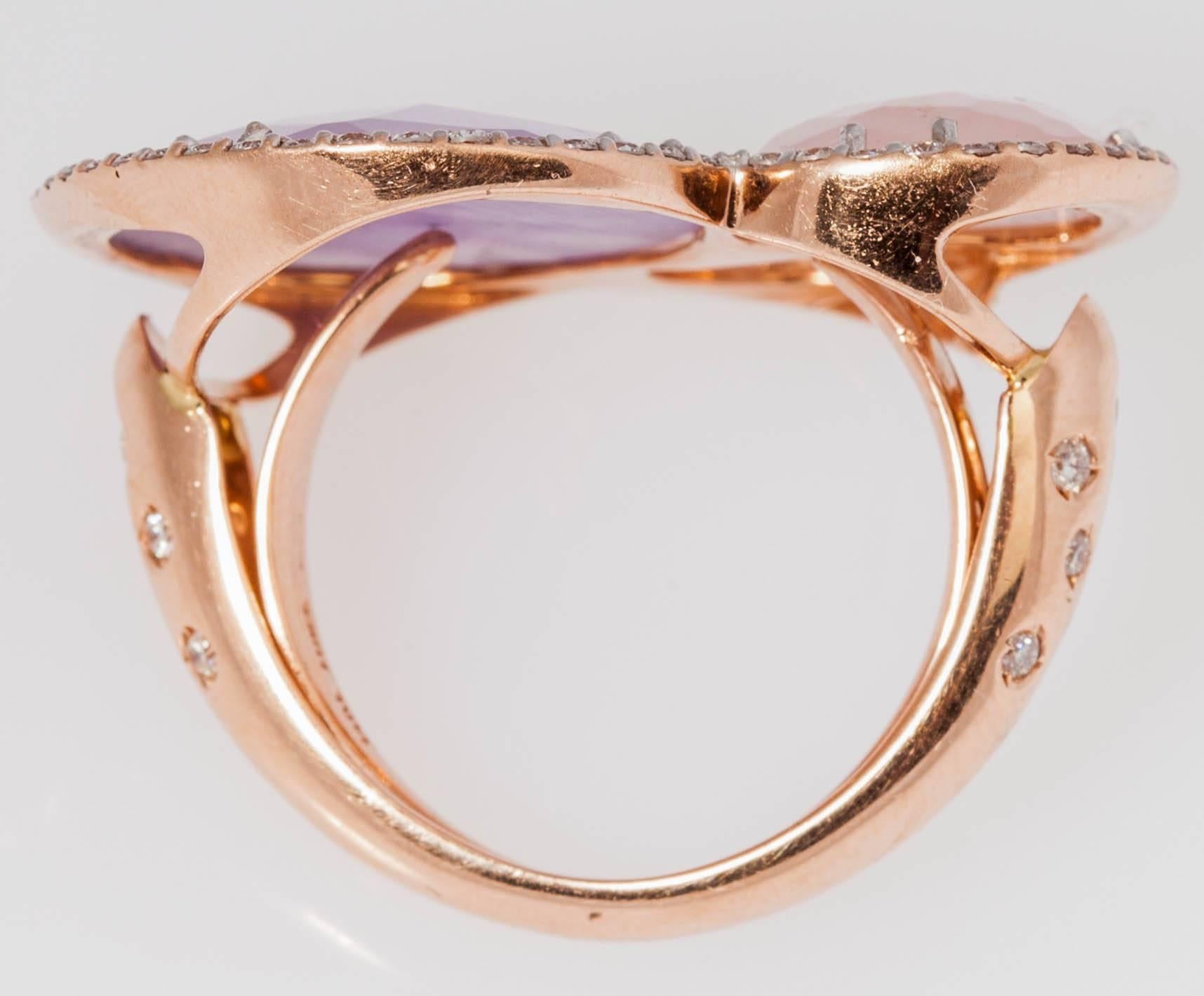 Women's three stone Diamond gold Flower Ring