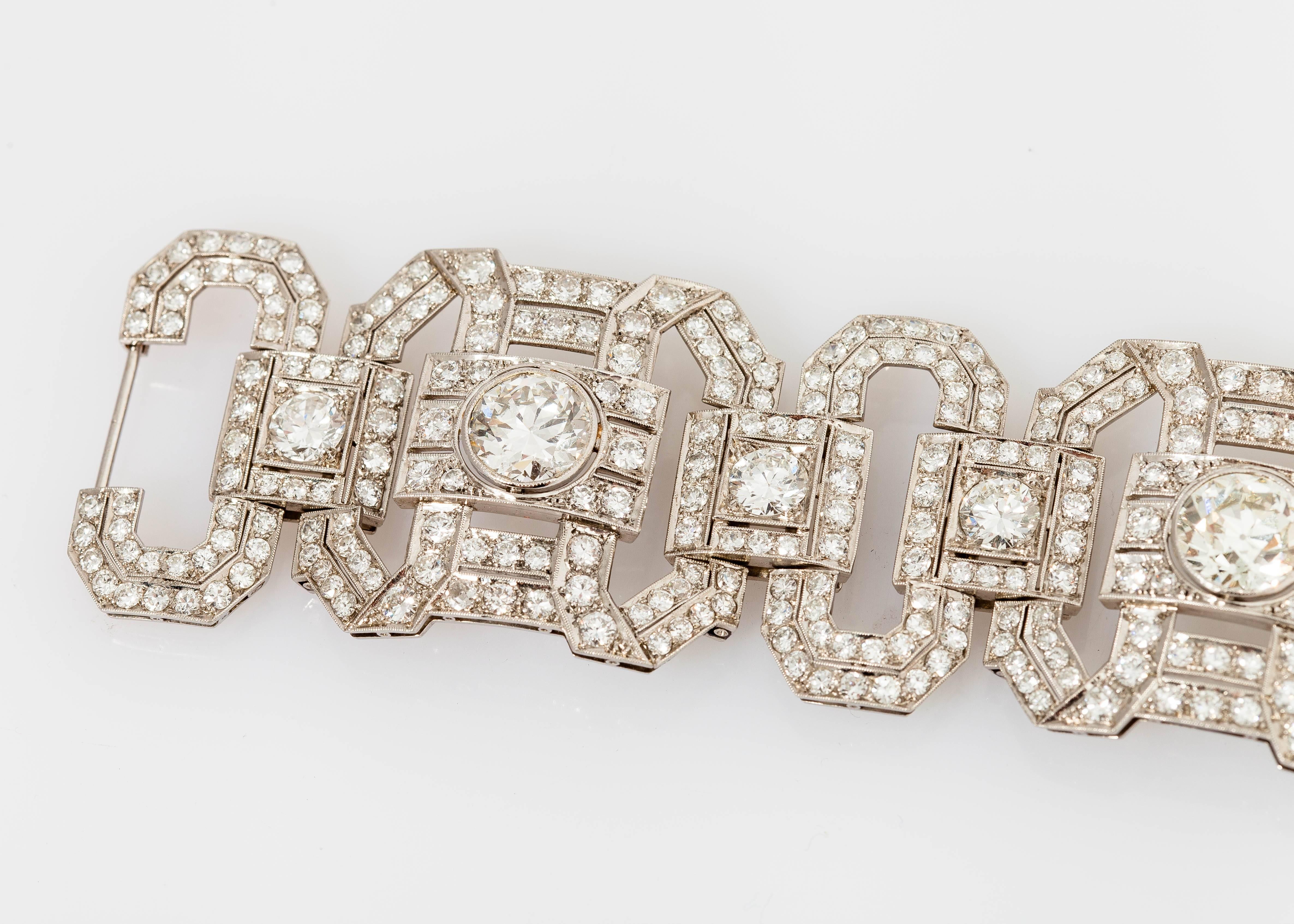 74.45 Carat Diamond Art Deco Bracelet In Good Condition For Sale In New York, NY