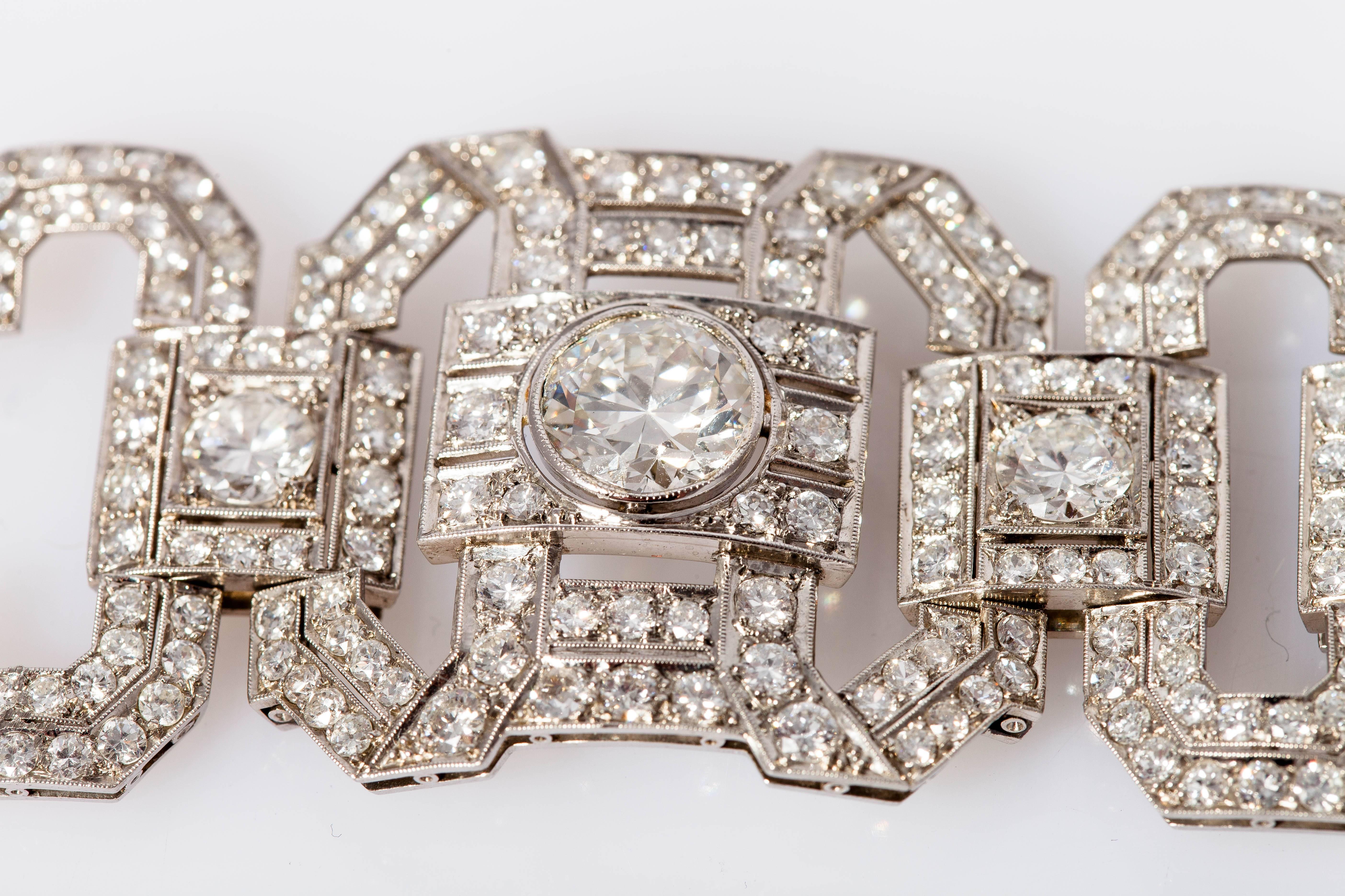 74.45 Carat Diamond Art Deco Bracelet For Sale 1