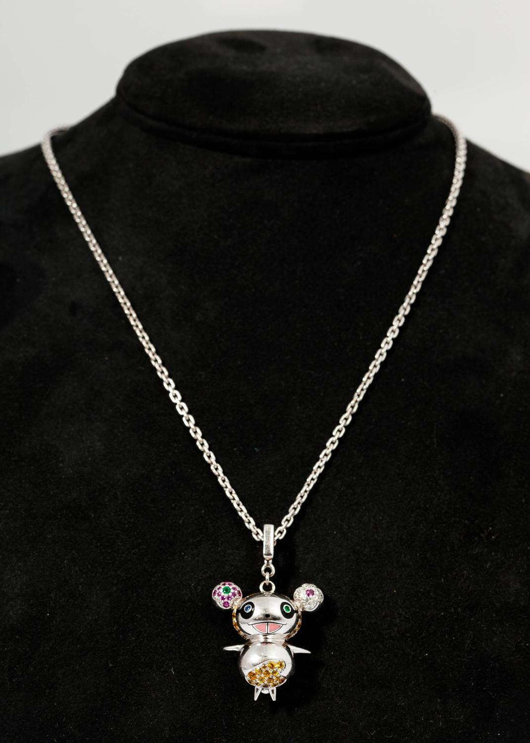 louis vuitton Takashi Murakami Gold Diamond Panda Pendant Charm. For Sale at 1stdibs