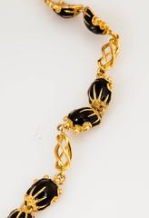 Frascorolo Jaguar Panther Black And Red Enamel Gold Necklace