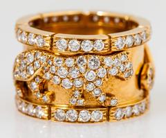 Cartier Diamond Gold Walking Panther Ring
