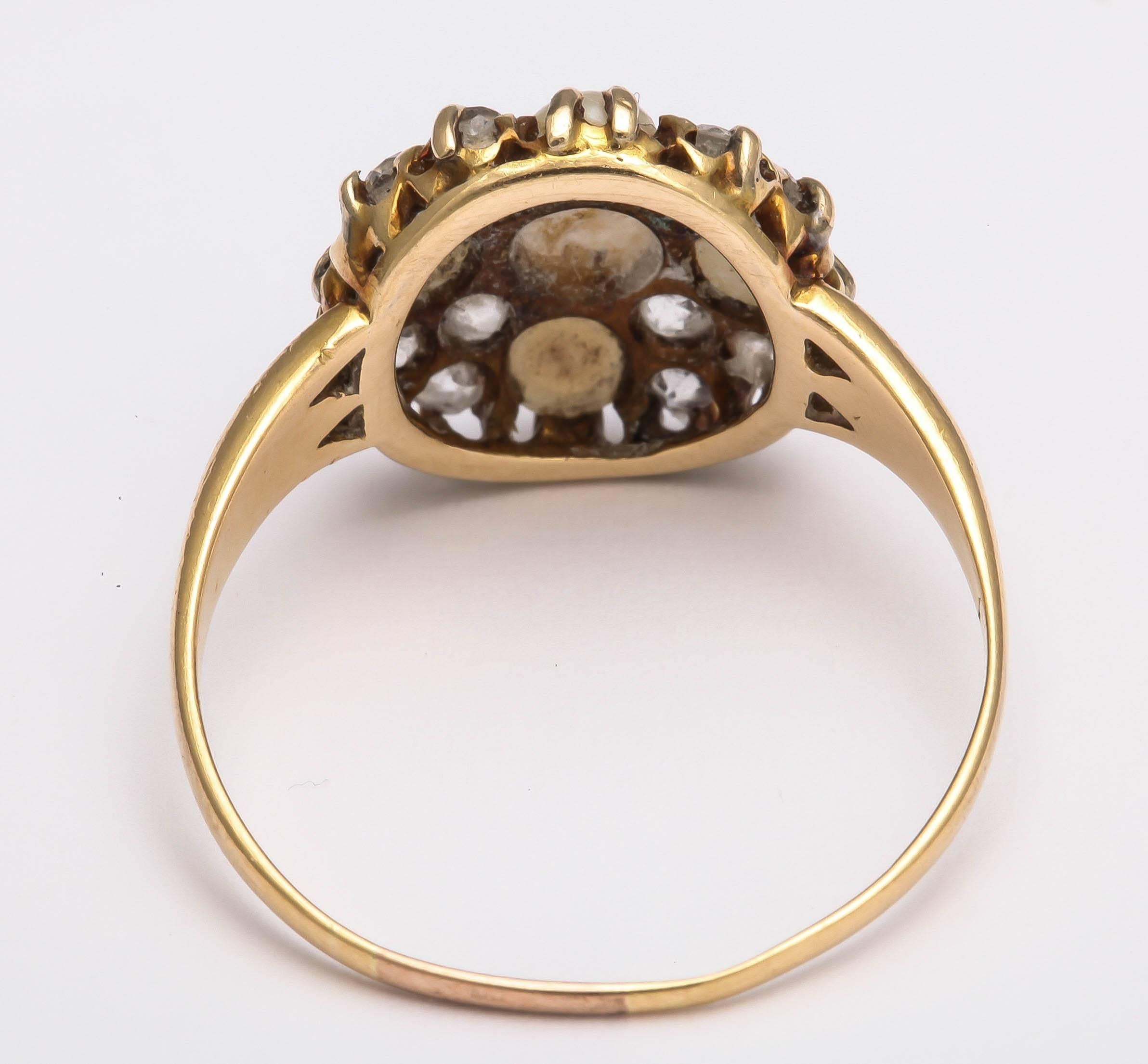Women's Fabulous Natural Pearl, Diamond Cluster Ring