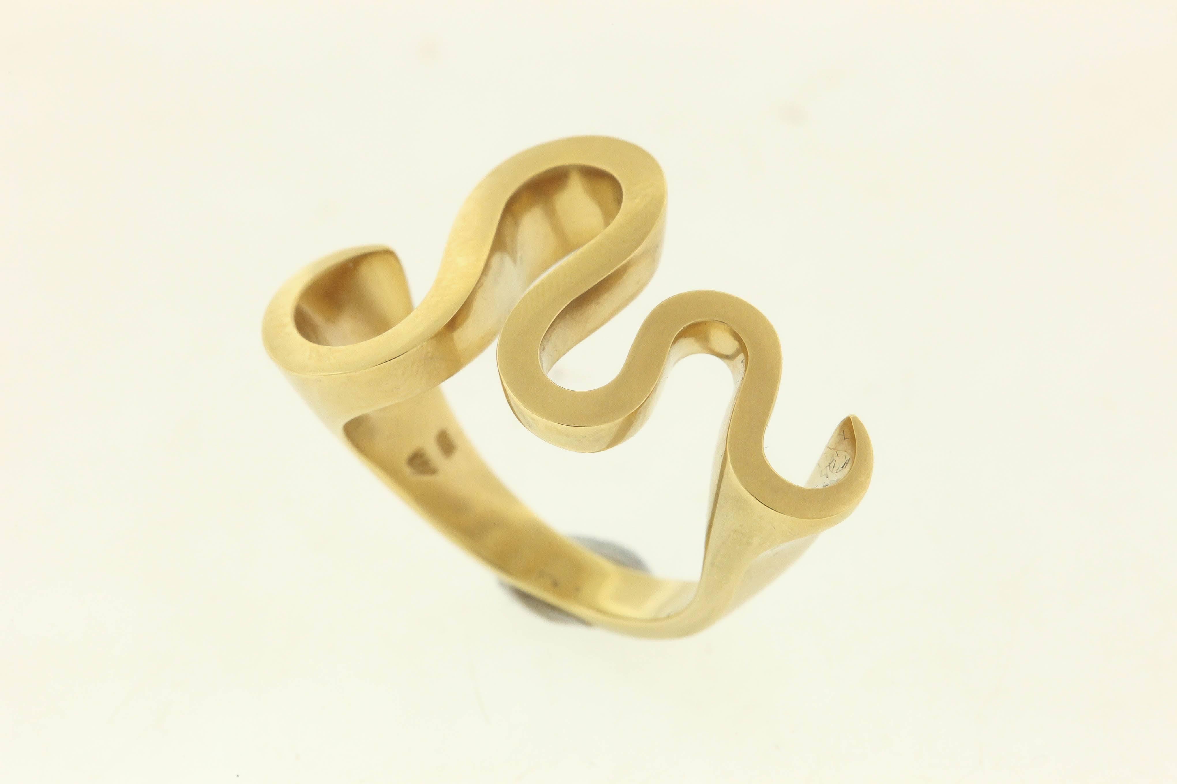 Women's gold Serpent Ring by Angela Hubel For Sale