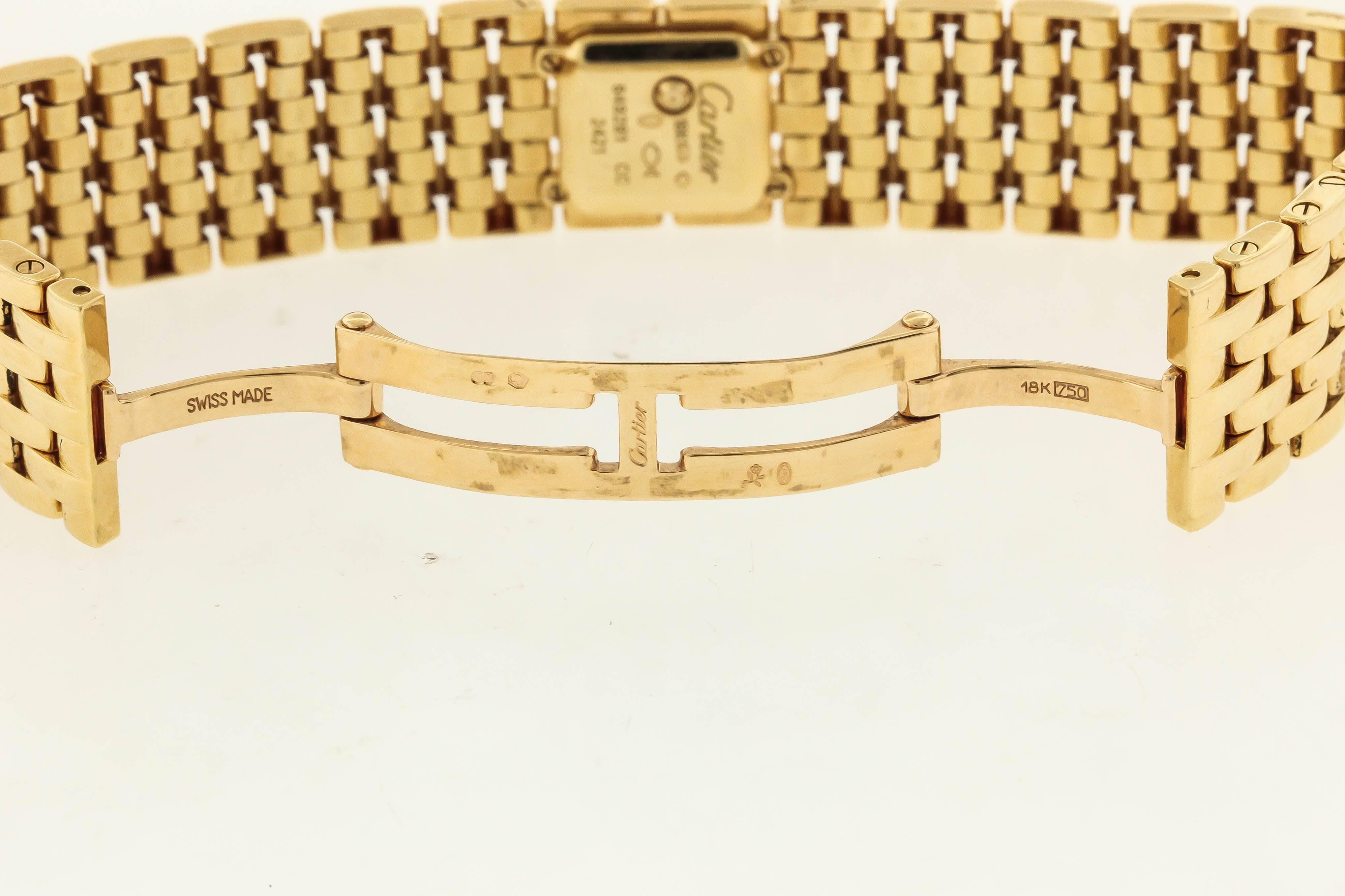 Cartier yellow gold Panthere Ruban Bracelet quartz Wristwatch In Excellent Condition In New York, NY