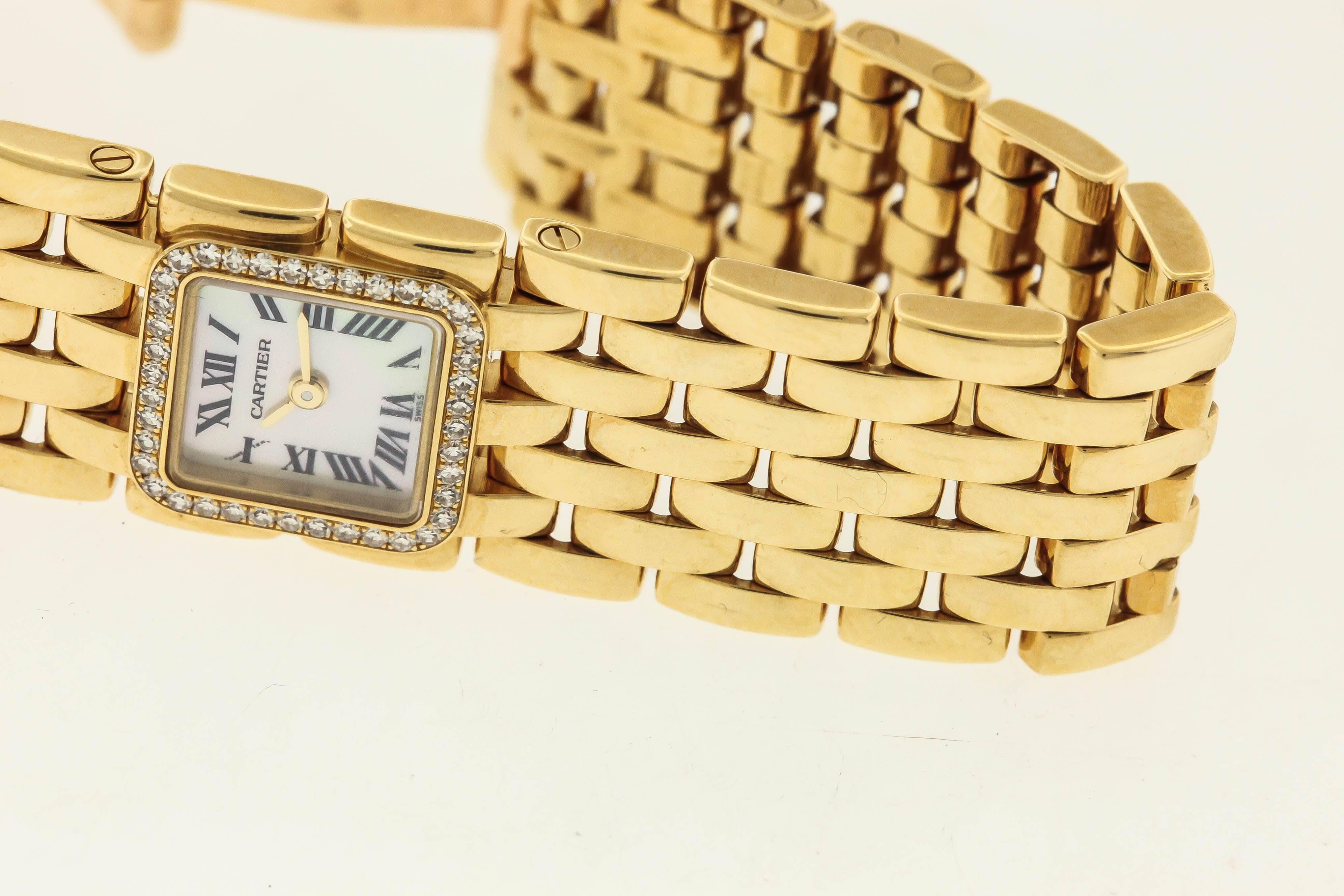 Cartier yellow gold Panthere Ruban Bracelet quartz Wristwatch 1