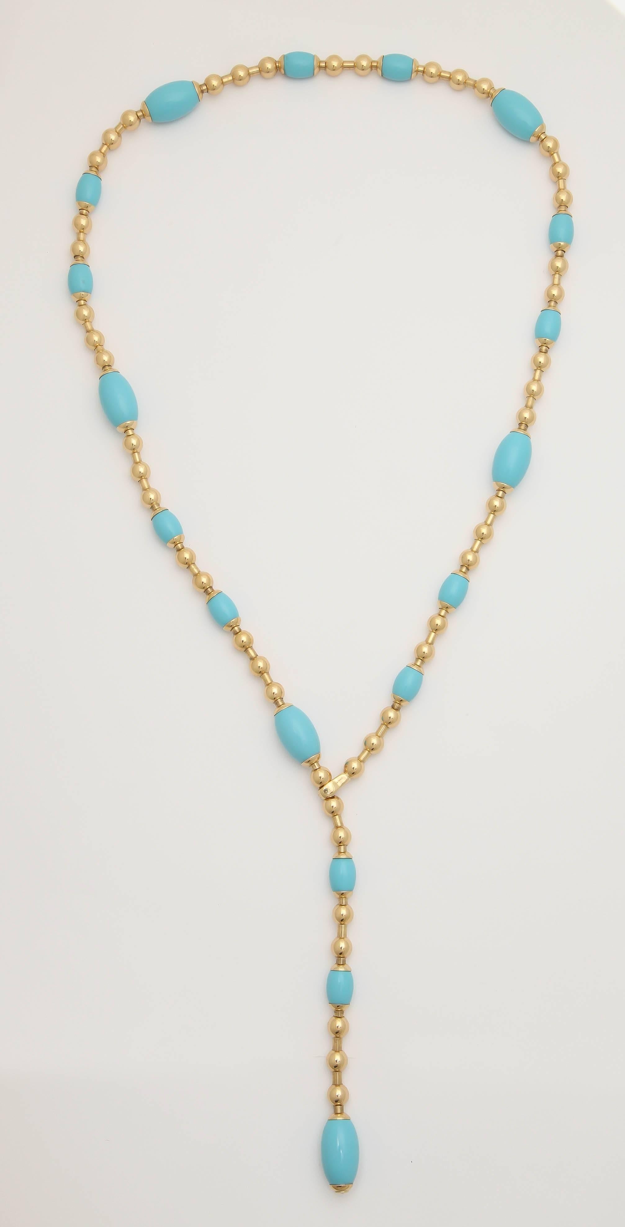 Modern Faraone Mennella Turquoise Gold Tuka Tuka Necklace For Sale