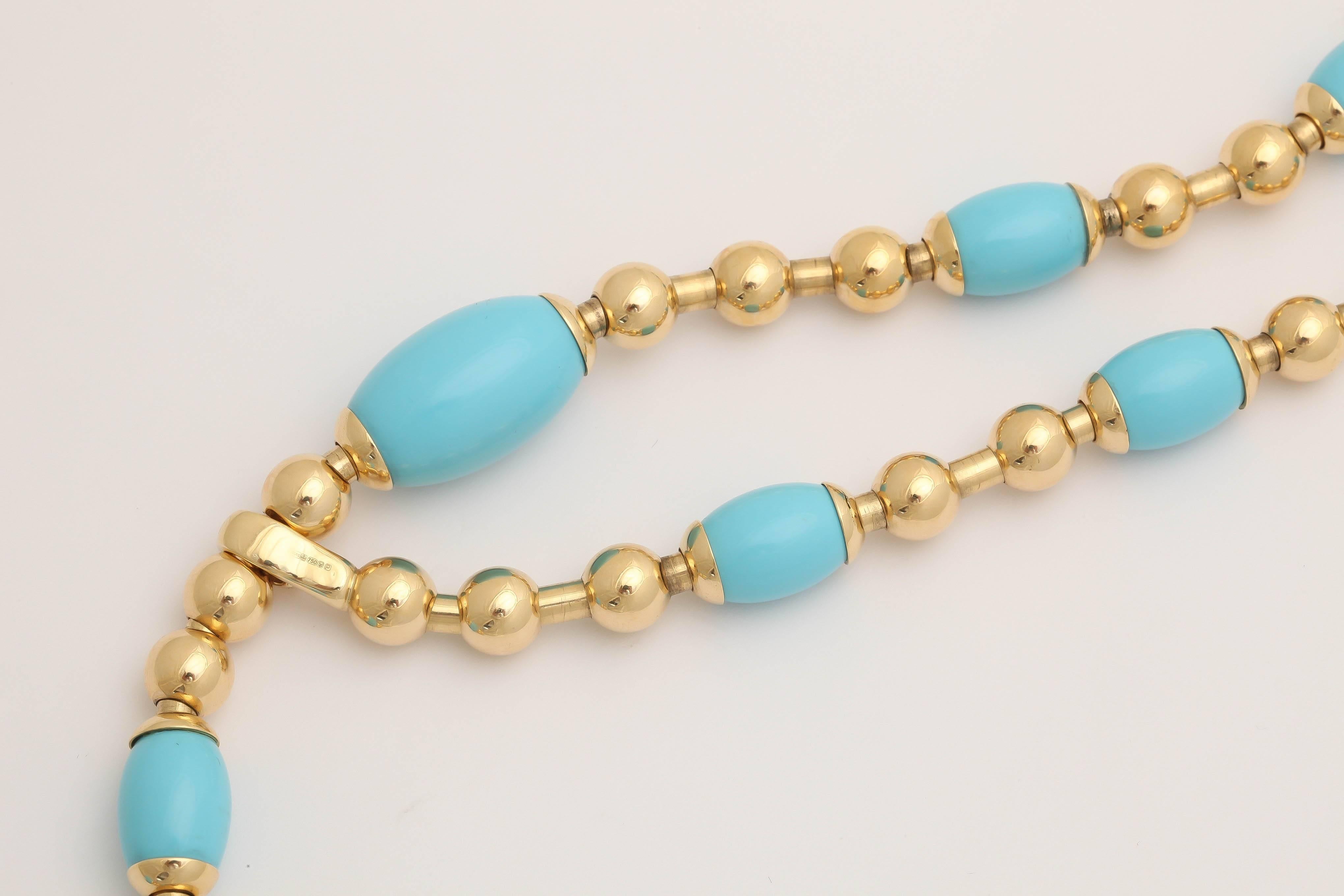 Women's Faraone Mennella Turquoise Gold Tuka Tuka Necklace For Sale