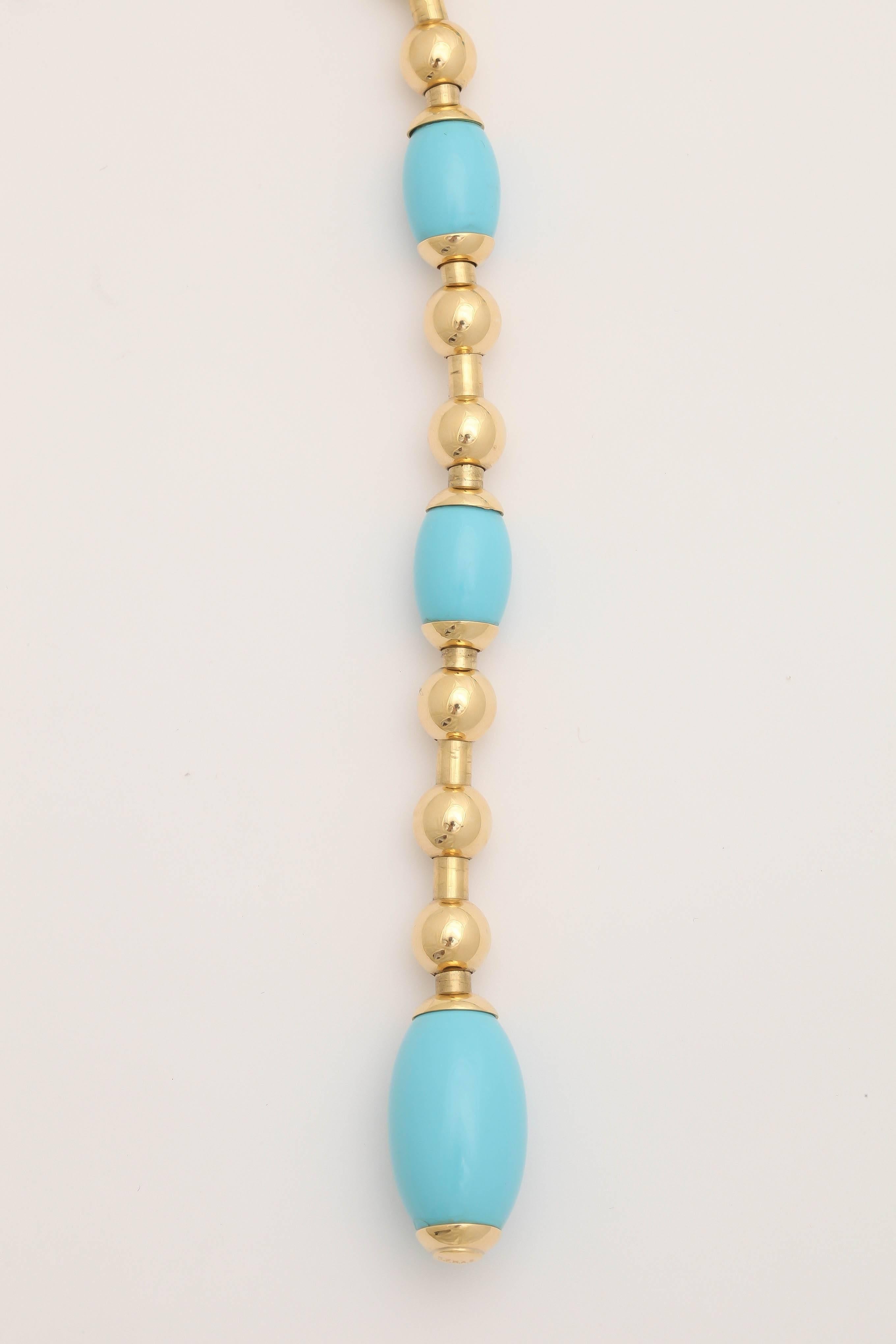 Faraone Mennella Turquoise Gold Tuka Tuka Necklace For Sale 1