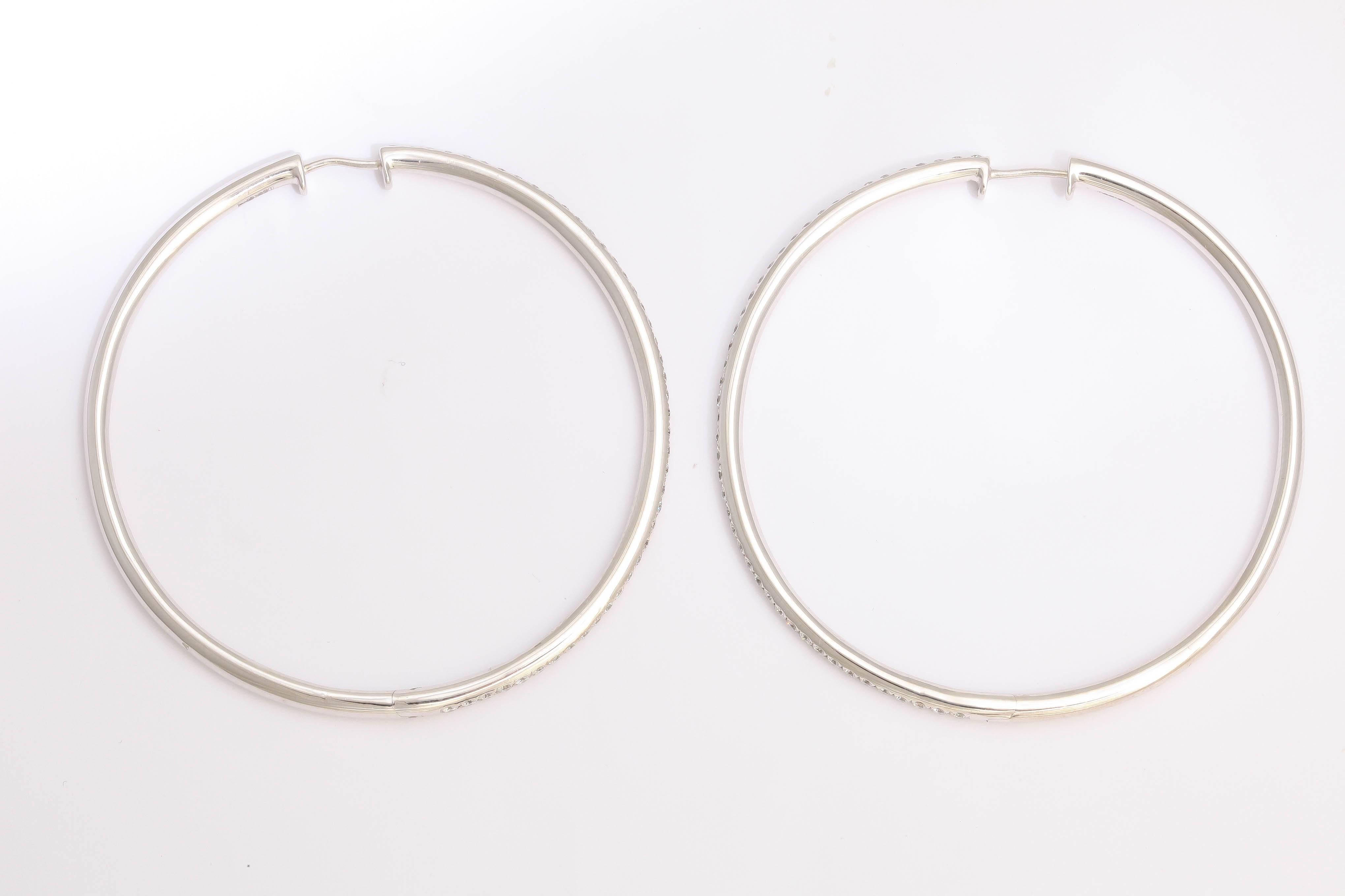 Modern Faraone Mennella Large Diamond Gold Hoop Earrings For Sale