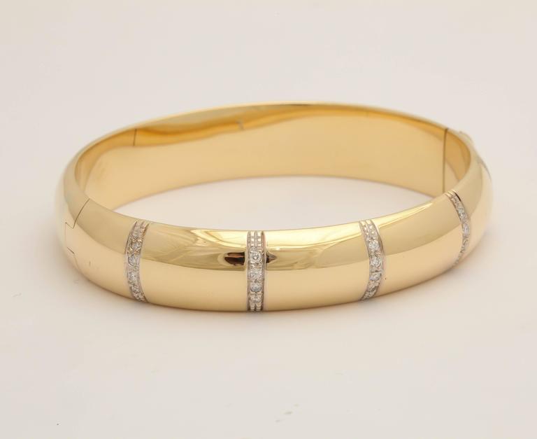 Modern Diamond Gold Bangle Bracelet For Sale