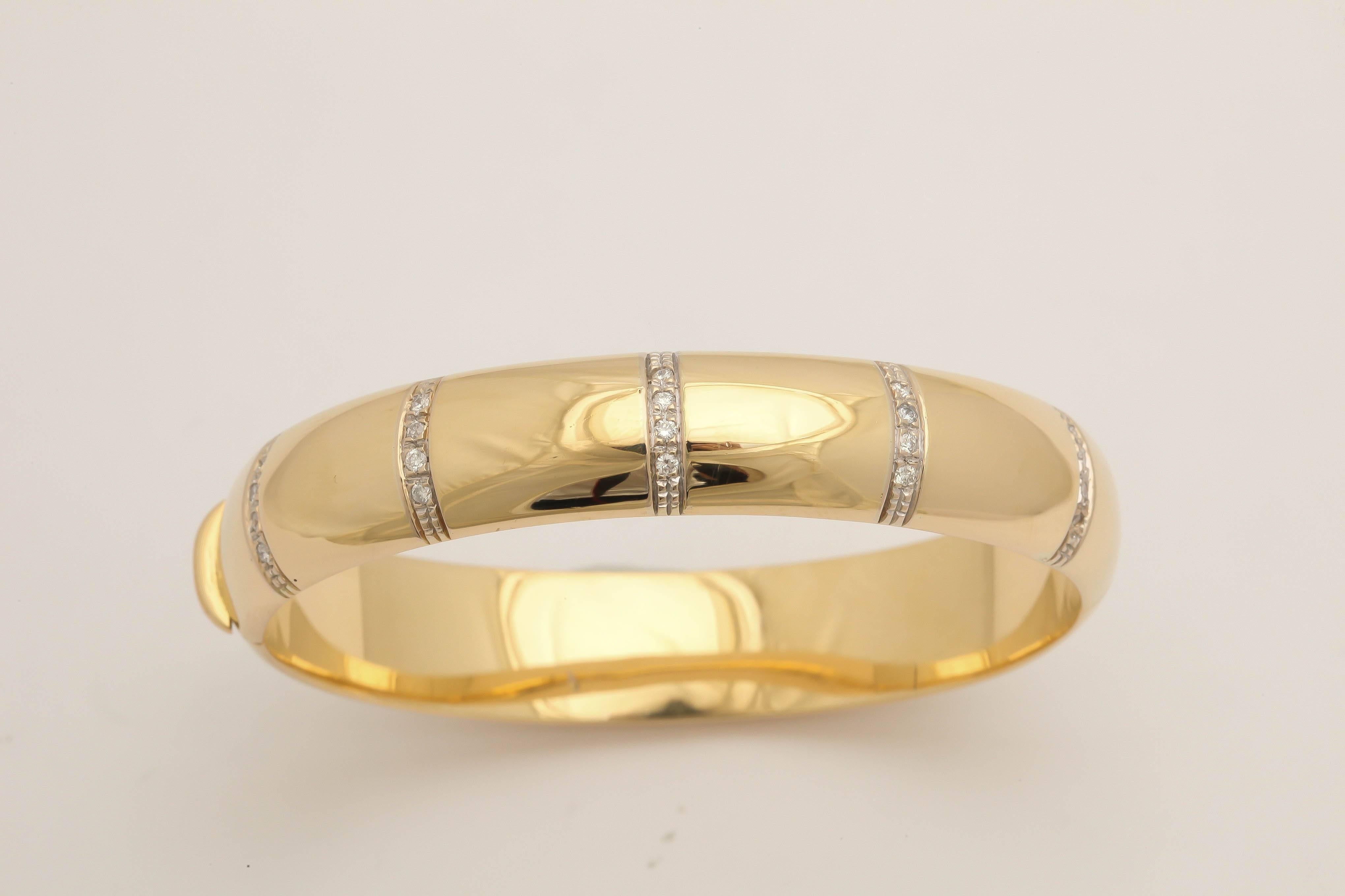Diamond Gold Bangle Bracelet For Sale 1