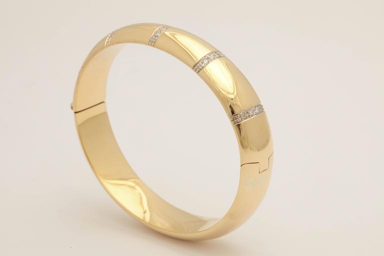 Diamond Gold Bangle Bracelet For Sale 2