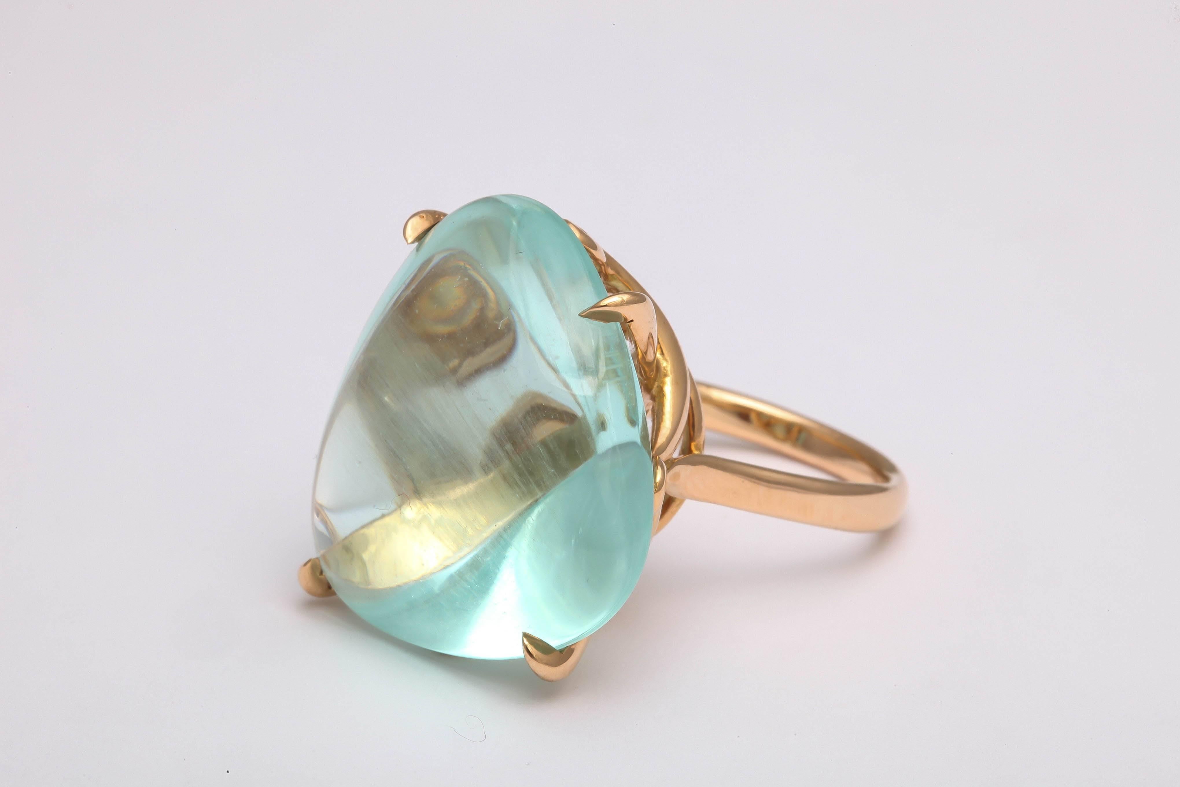 Modern Faraone Mennella Aquamarine Gold Ring For Sale