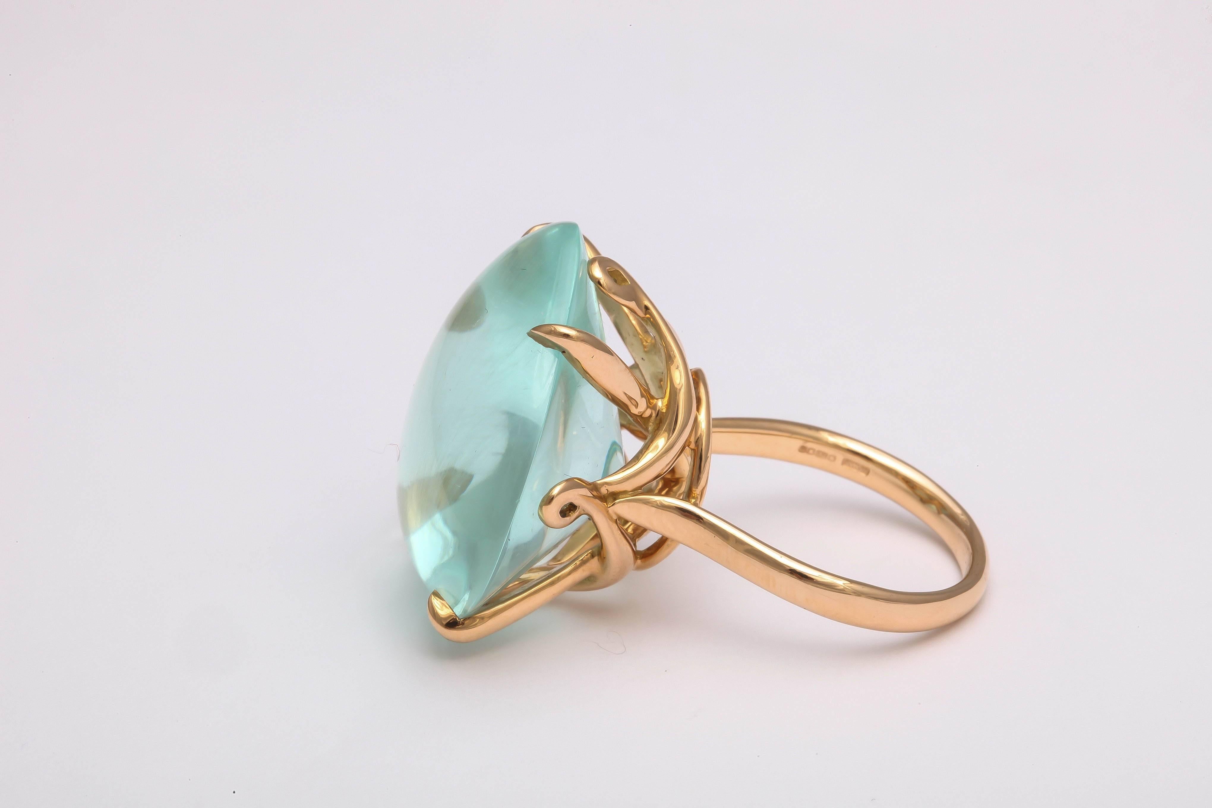 Faraone Mennella Aquamarine Gold Ring In New Condition For Sale In New York, NY