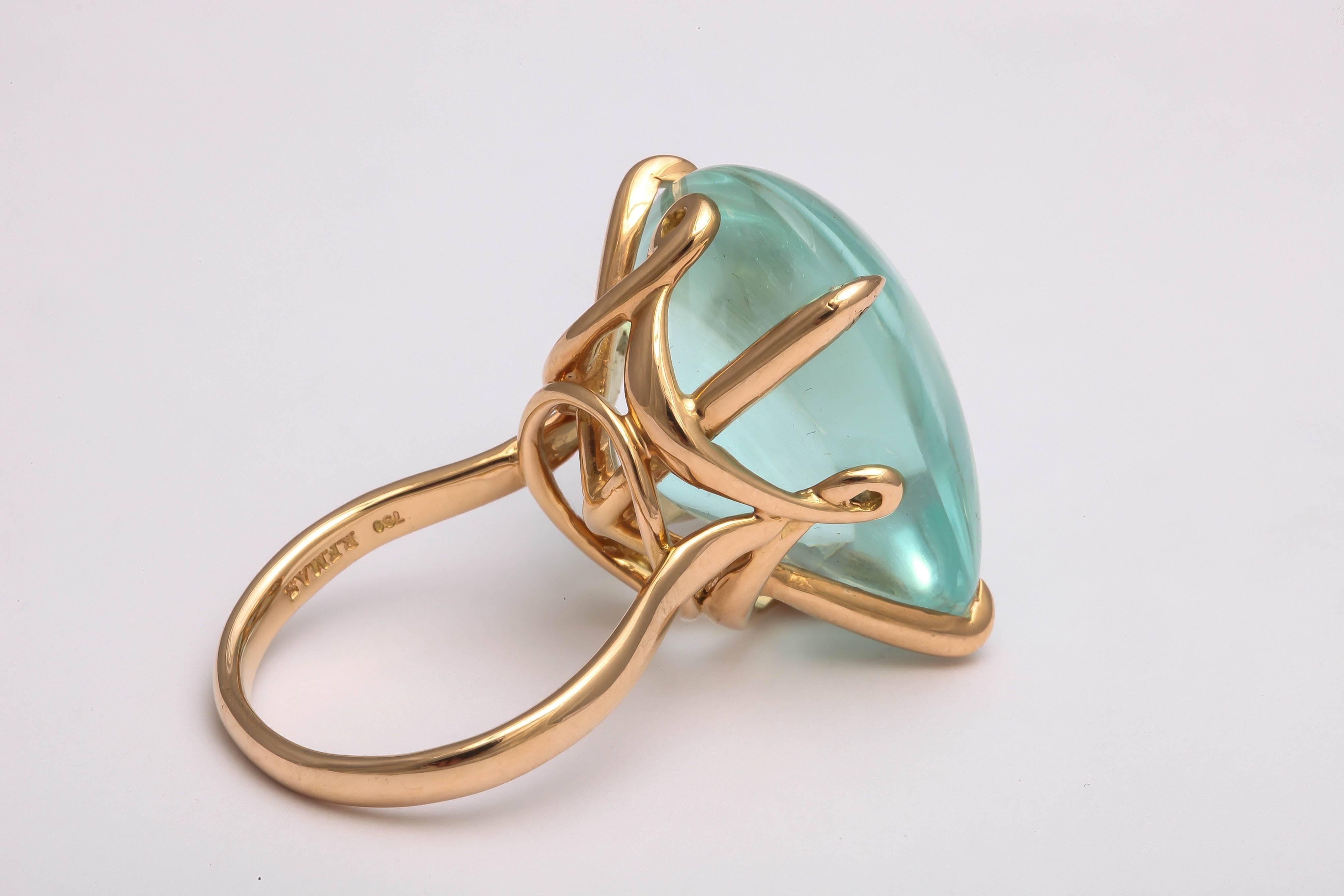 Faraone Mennella Aquamarine Gold Ring For Sale 1
