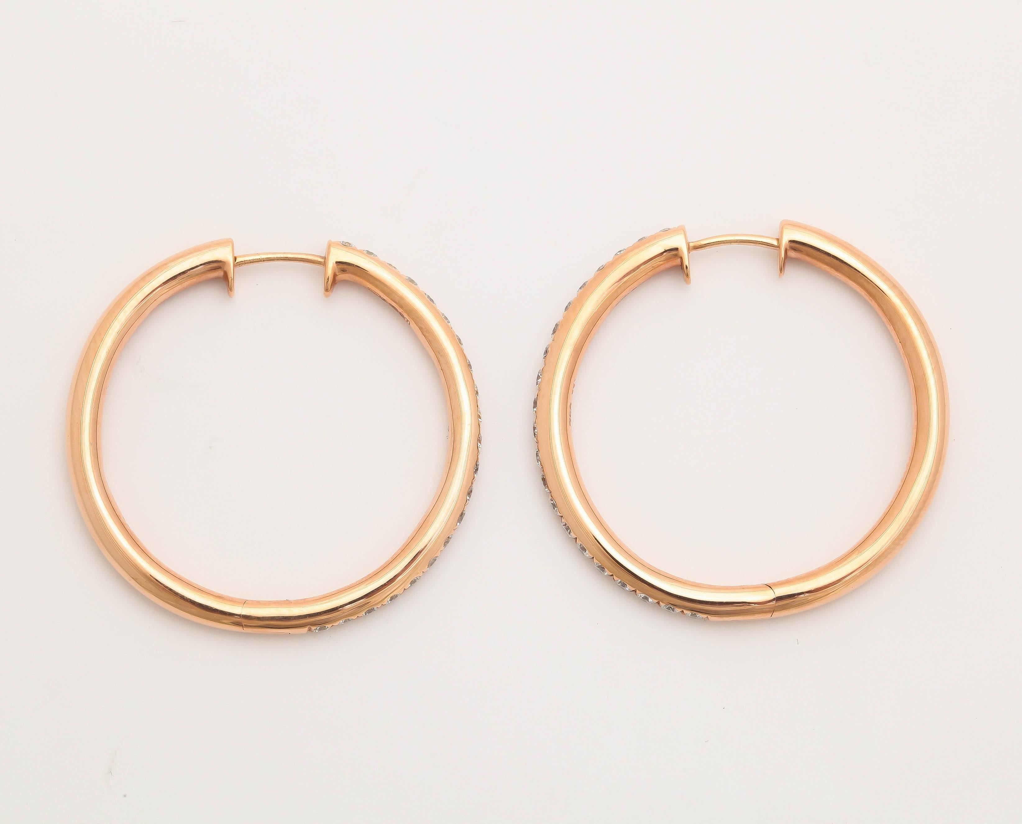 Modern Diamond Gold Hoop Earrings For Sale